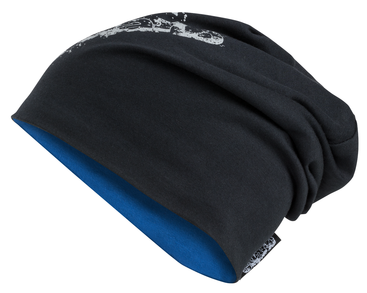 reversible beanie, cap, sports cap reflective blue-silver