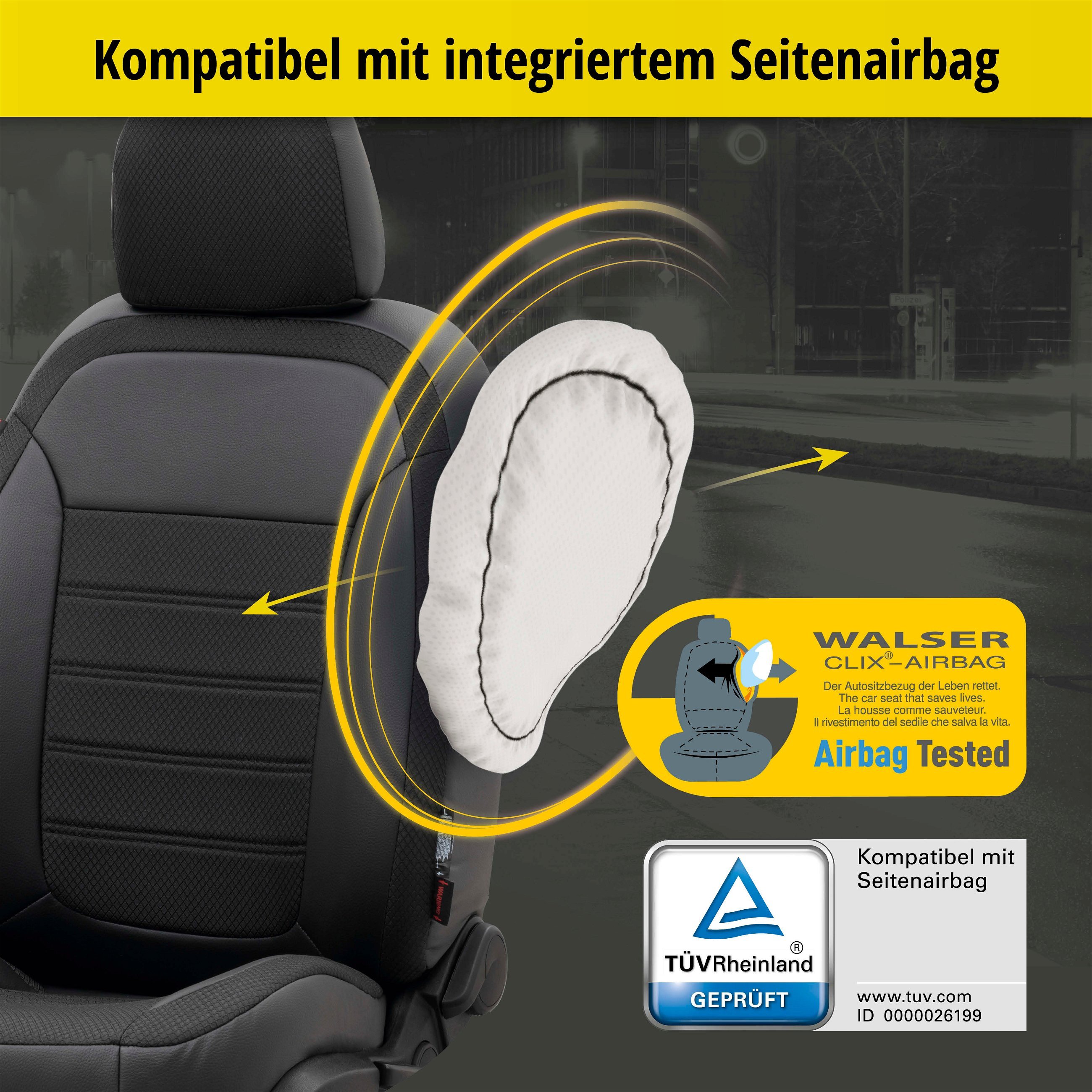 Passform Sitzbezug Aversa für VW Golf 7 Trendline 08/2012-03/2021, 2 Einzelsitzbezüge für Sportsitze