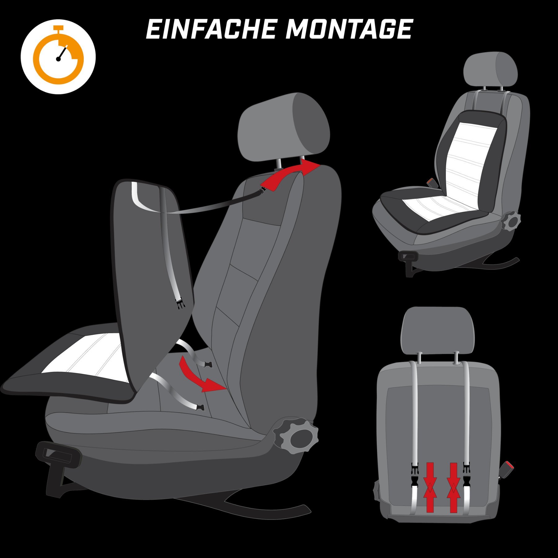 Massagesitzauflage Laxly, universal Sitzauflage mit Massage- und Wärmefunktion