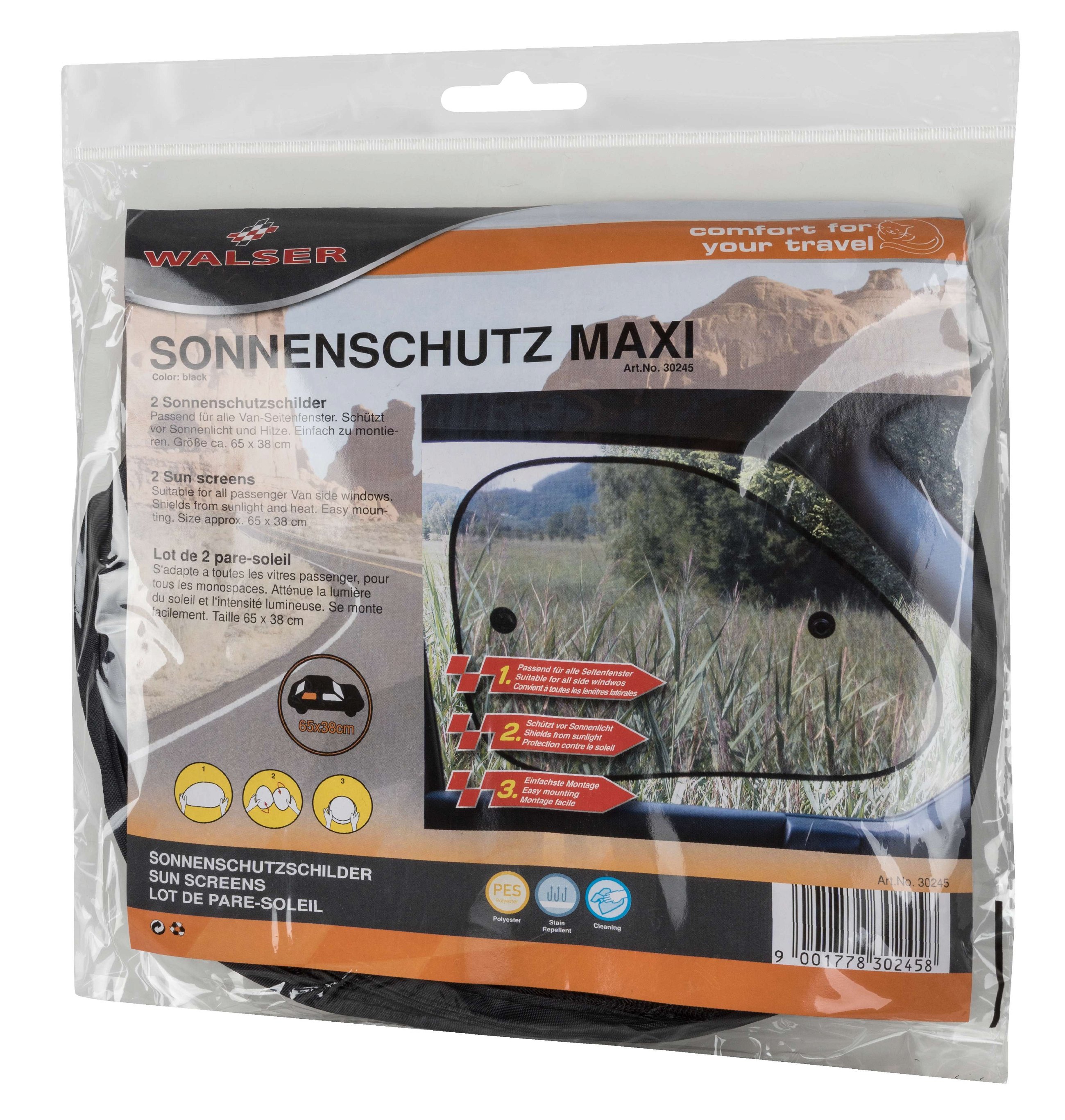 30271 WALSER Auto-Sonnenschutz grau, Polyester, Menge: 2