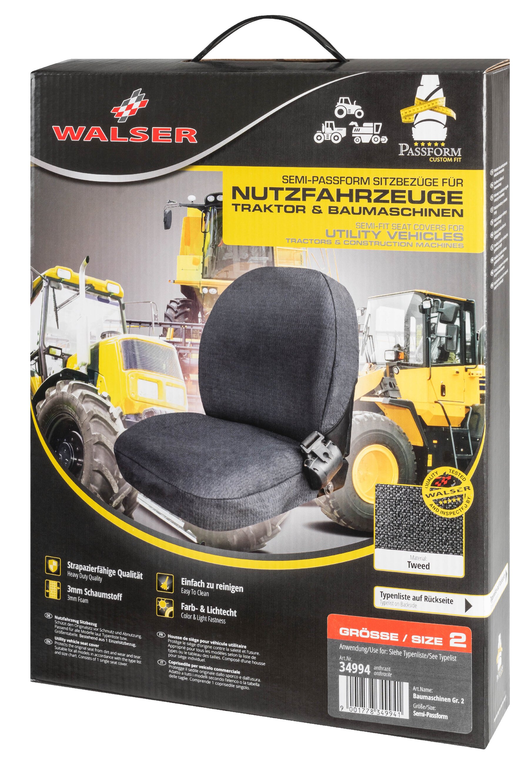 Semi-fit Seat cover for tractors and construction machinery - size 2