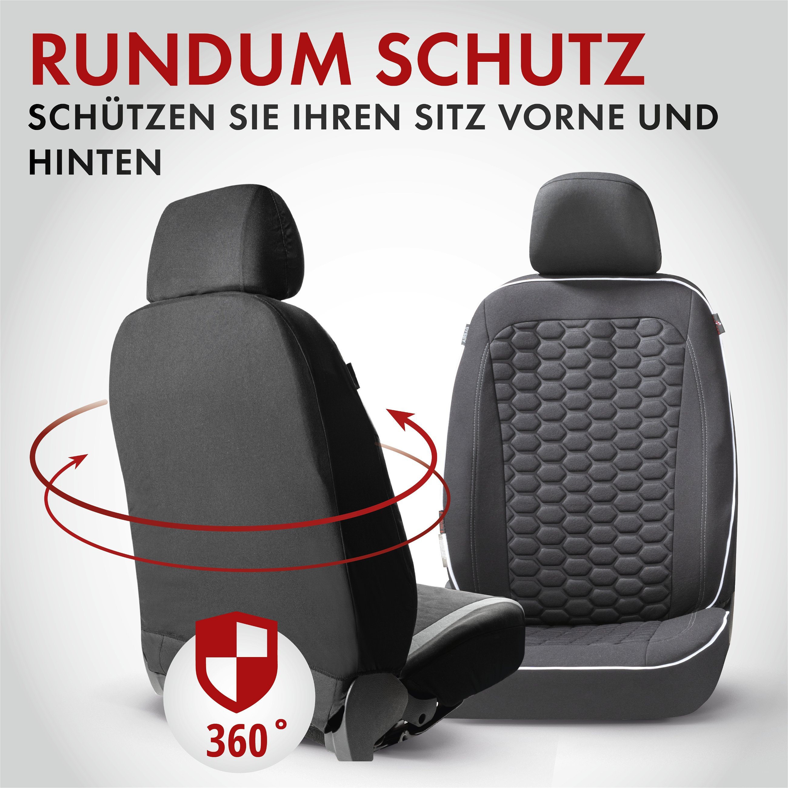 Autositzbezug ZIPP-IT Premium Kendal, PKW-Schonbezüge für 2 Vordersitze mit Reißverschluss-System schwarz/weiß