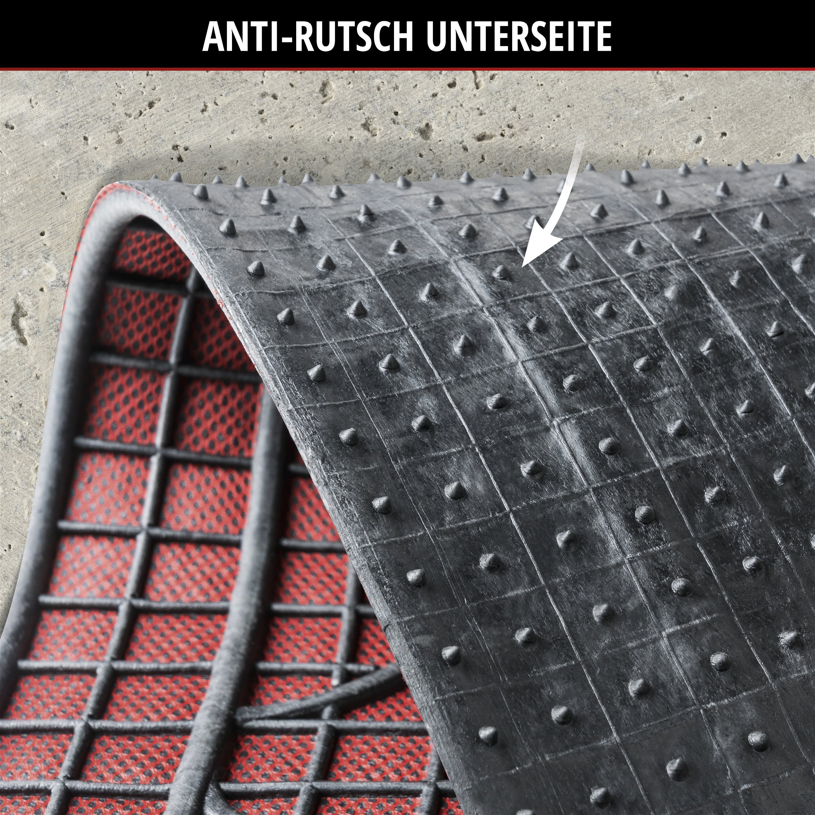 Gummimatten New Style, zuschneidbares Automattenset rot/schwarz