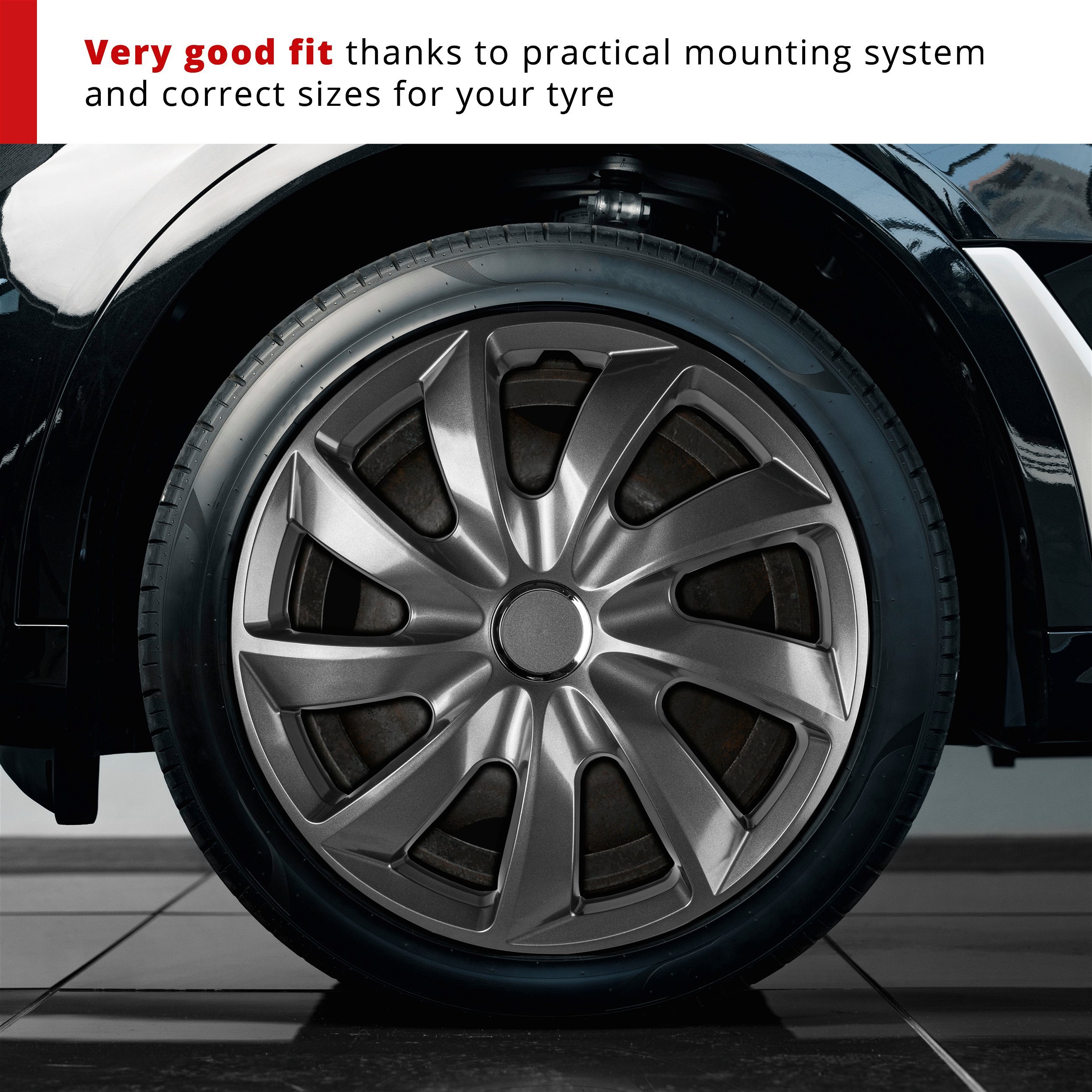 Wheel covers Turbine 16", 4 piece graphite