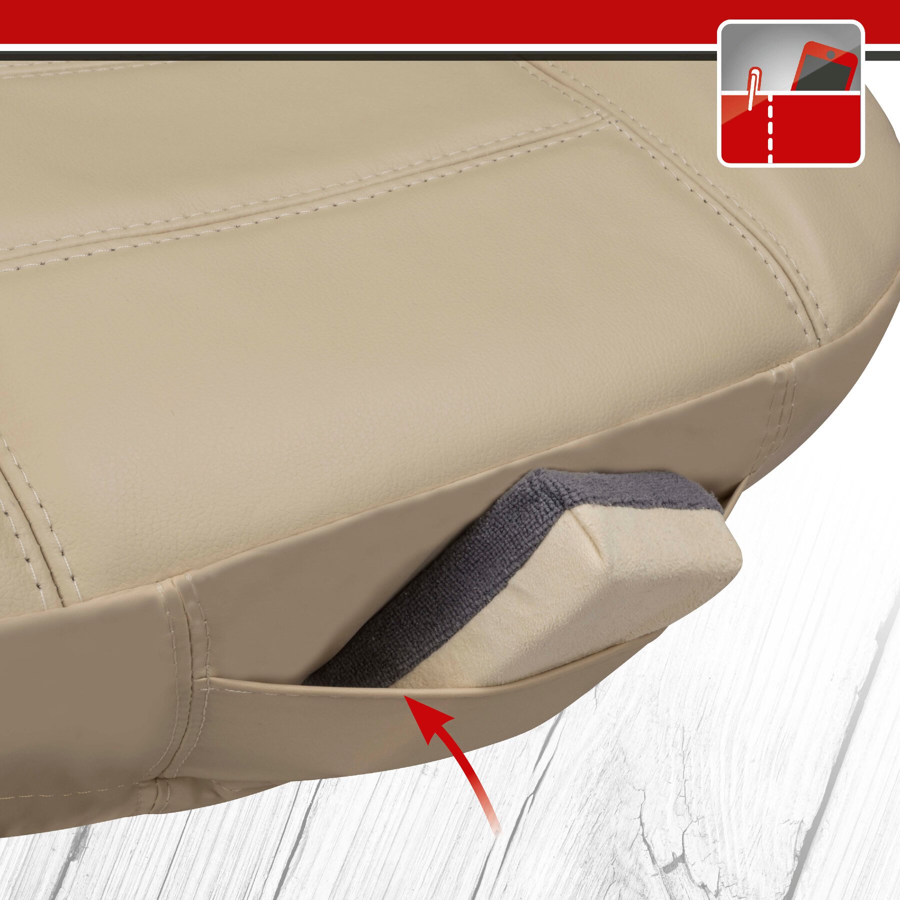 Autostoelhoes Billy van echt leer beige ZIPP-IT