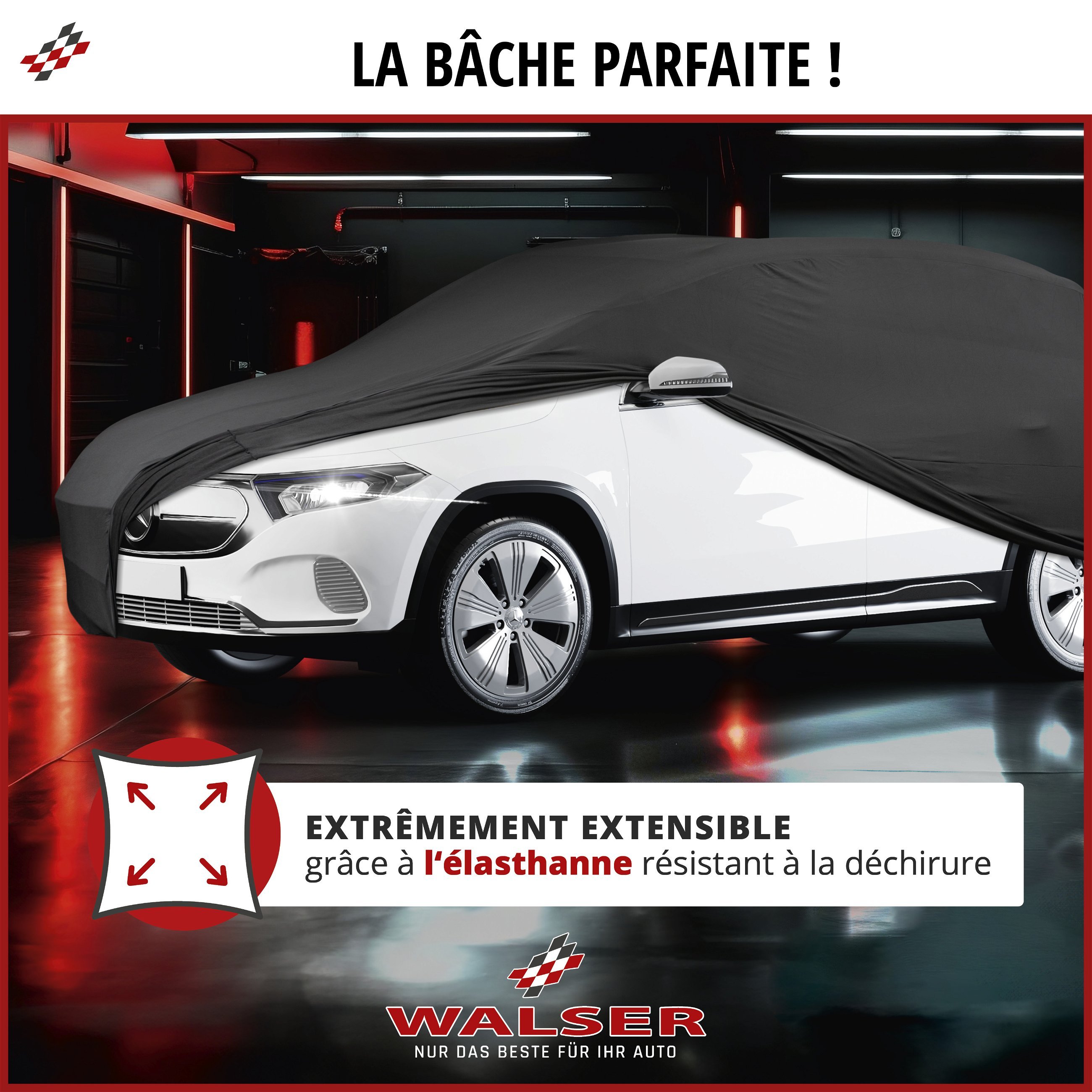 Bâche pour voiture Indoor Stretch Plus taille XL noir