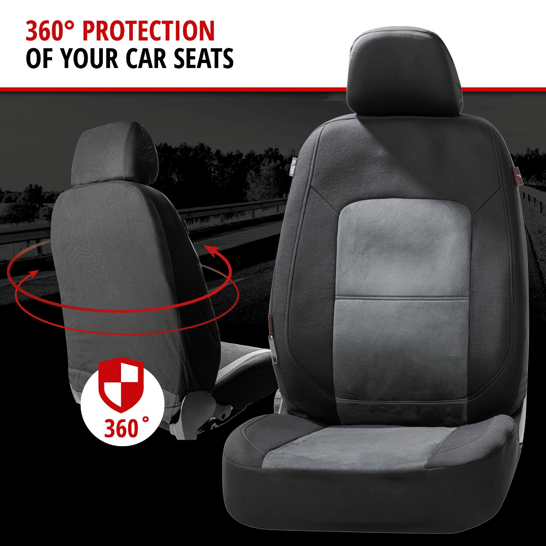 ZIPP IT Premium Car seat covers Ellington complete set with zip-system black/grey