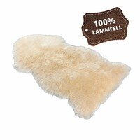 Lammfell Teppich Blake beige 80-90cm aus 100% natürlichem Lammfell, Wollhöhe 50mm, ideal im Wohn- & Schlafzimmer