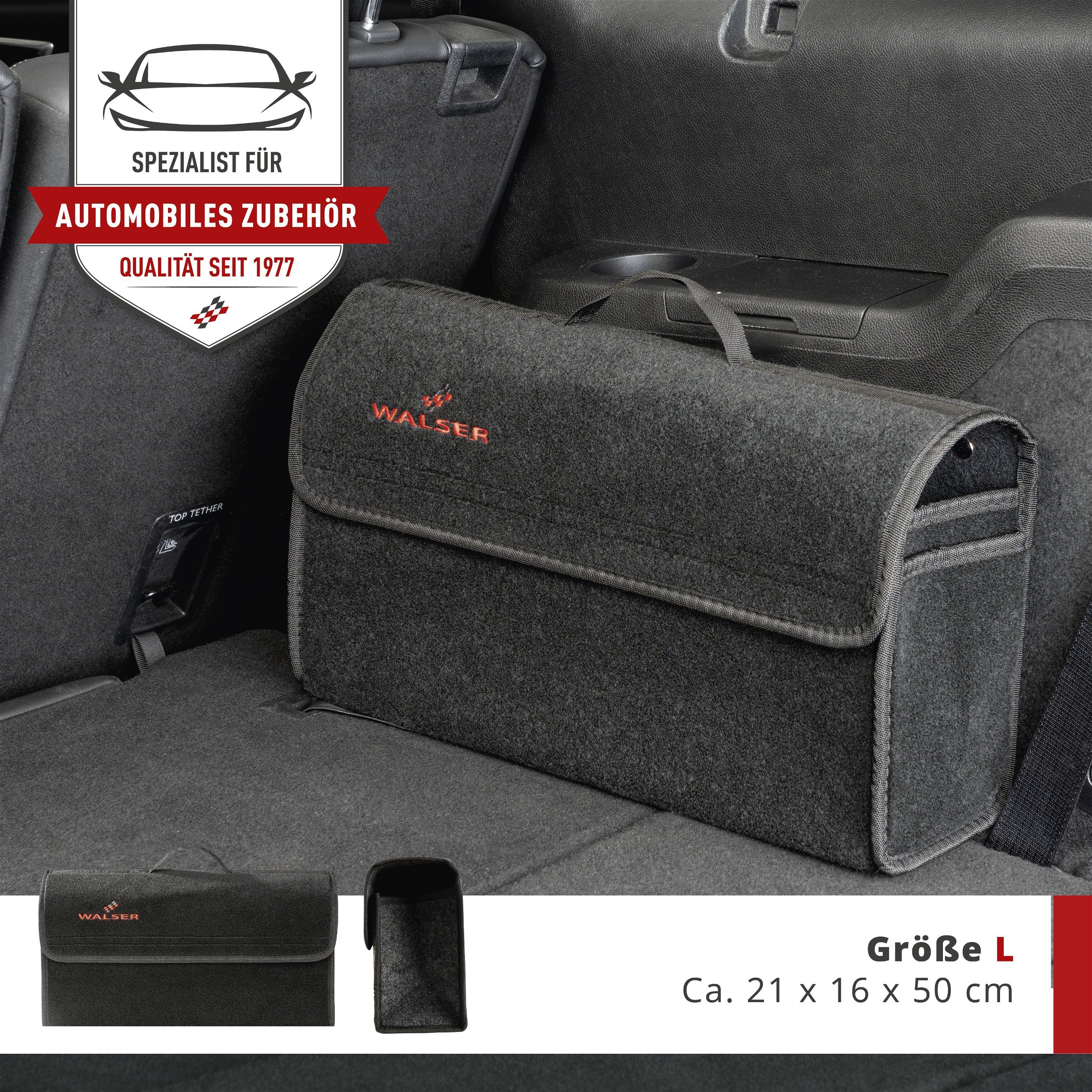 Kofferraumtasche Toolbag Größe L, Auto-Aufbewahrungstasche schwarz 50x16x21 cm
