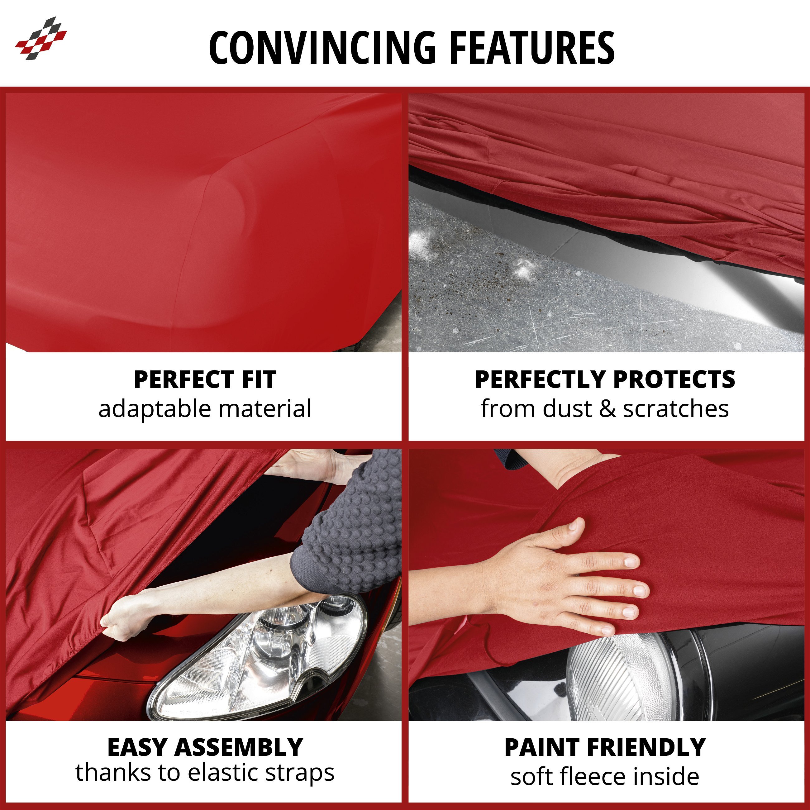 Car cover Indoor Stretch Plus combi size XL red