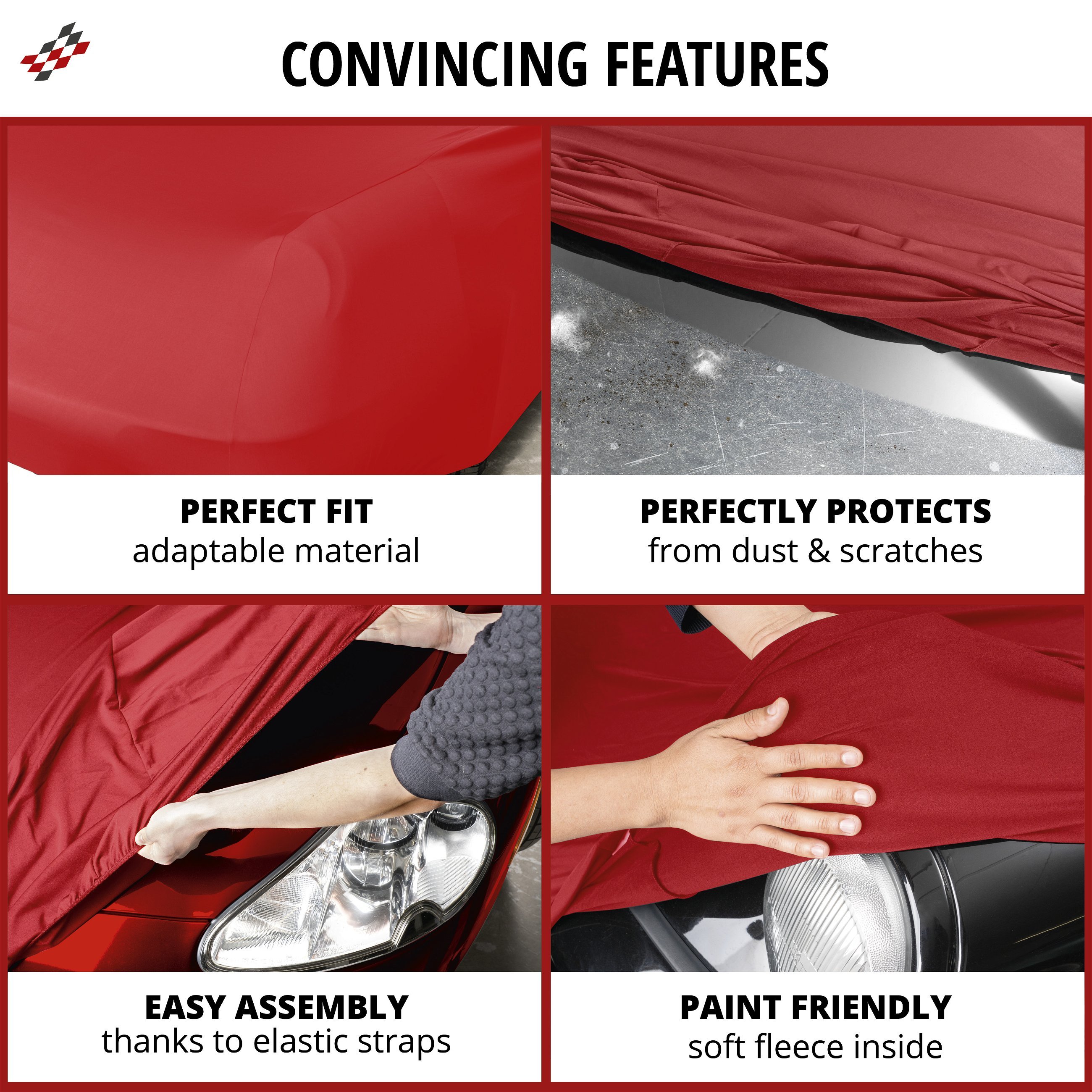Car cover Indoor Stretch Plus SUV size S red