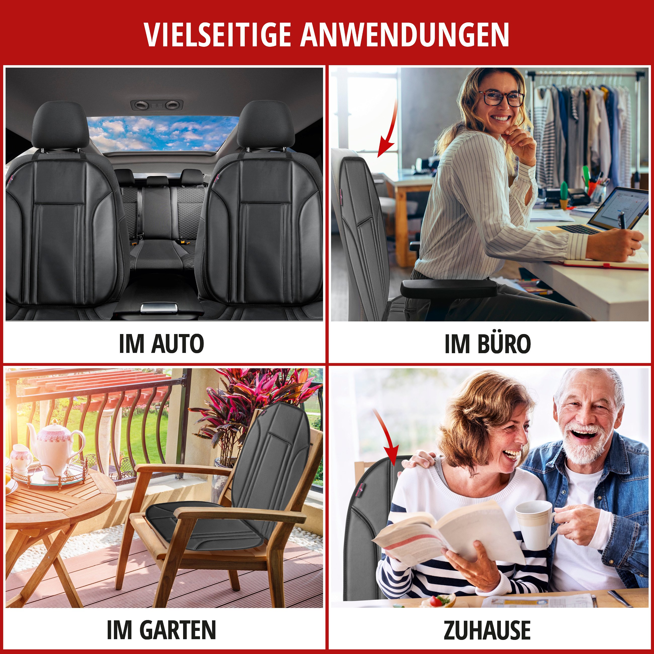 PKW Sitzauflage Ravenna, Auto-Sitzaufleger aus Kunstleder schwarz