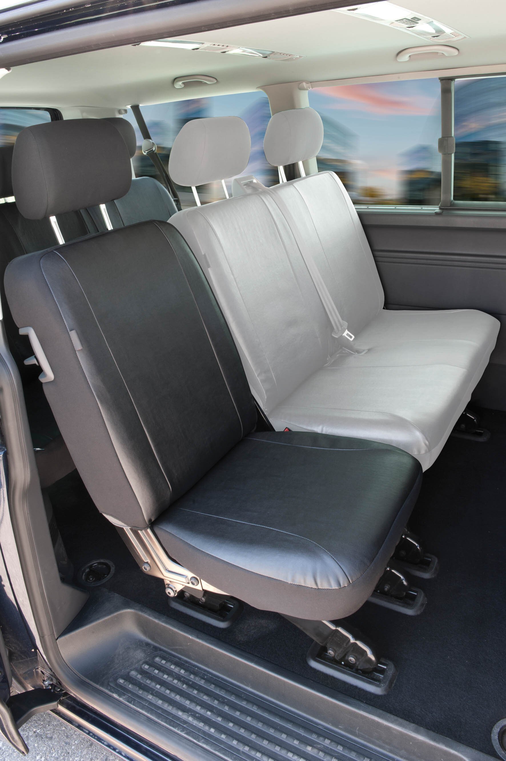 Passform Sitzbezug aus Kunstleder kompatibel mit VW T5, Einzelsitz hinten