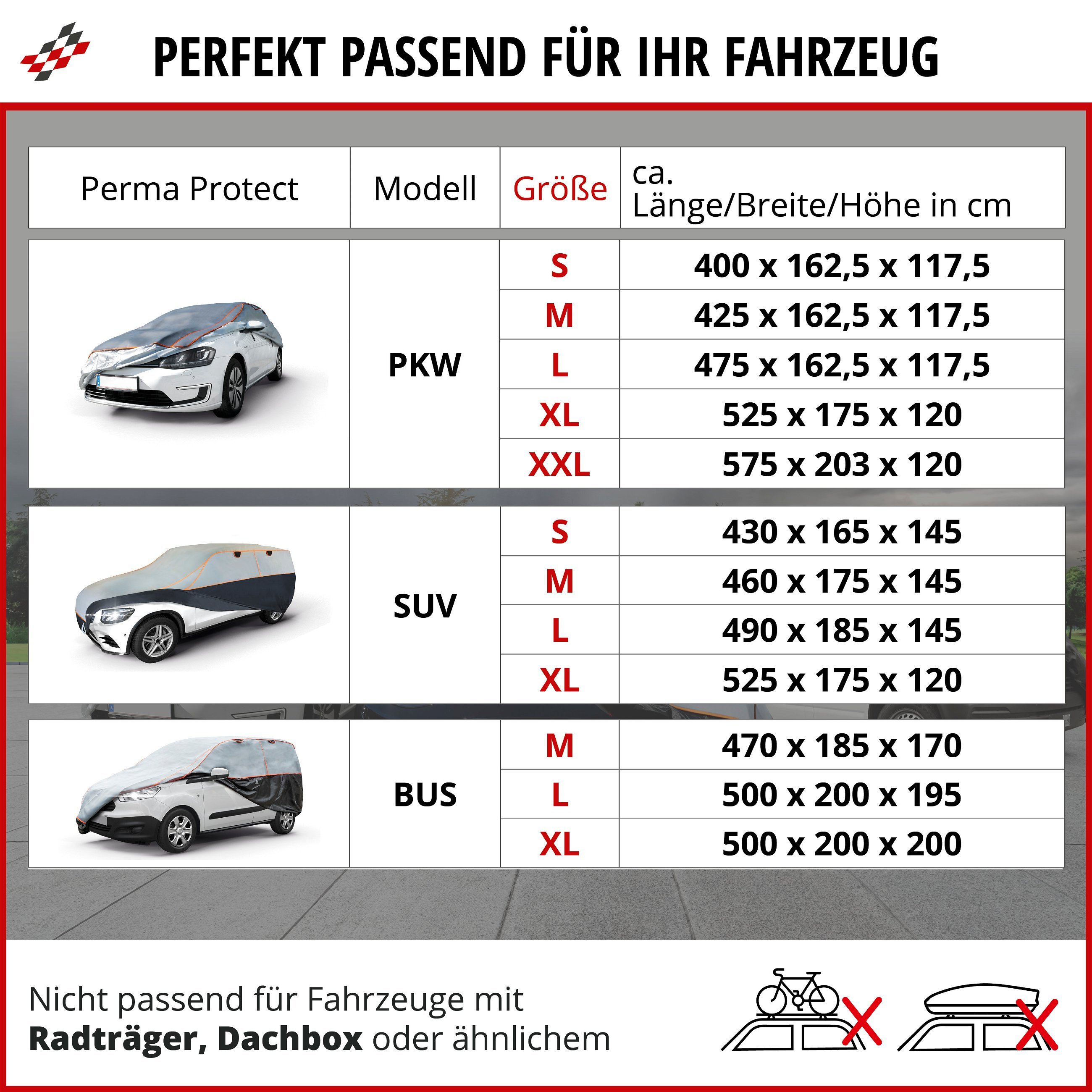 PKW Hagelschutzplane Perma Protect, Hagelschutzgarage Größe L