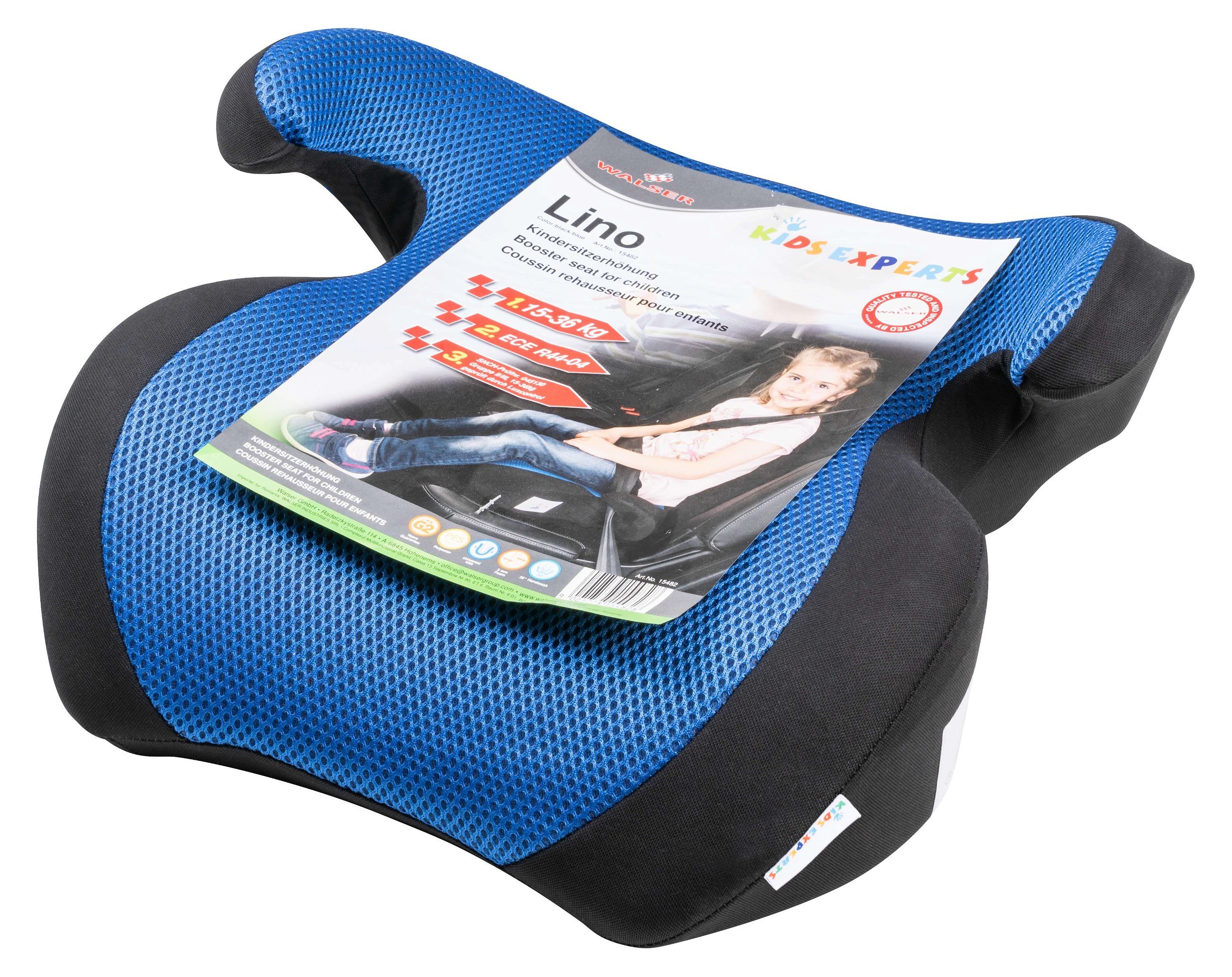 Kindersitzerhöhung Lino, Auto-Kindersitz ECE 44/04 geprüft schwarz/blau