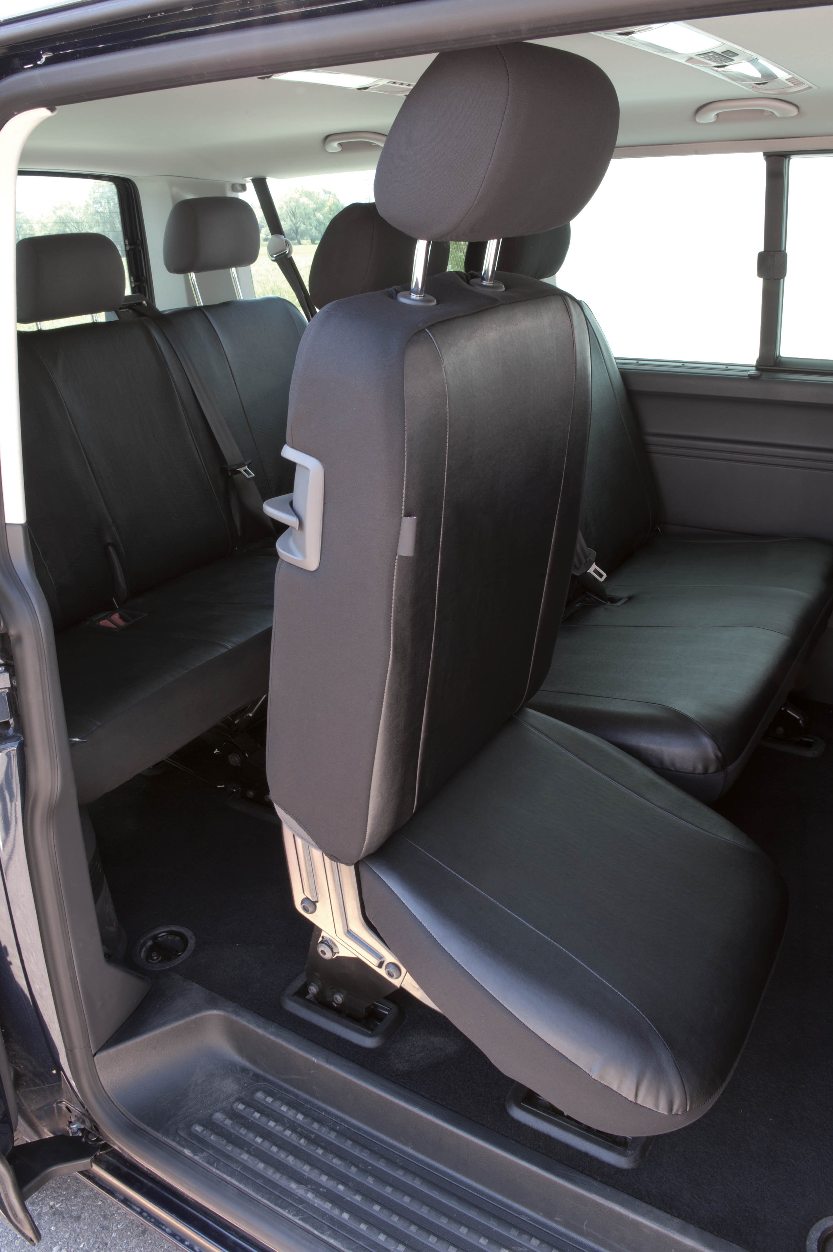 Passform Sitzbezug aus Kunstleder kompatibel mit VW T6, Einzelsitz hinten