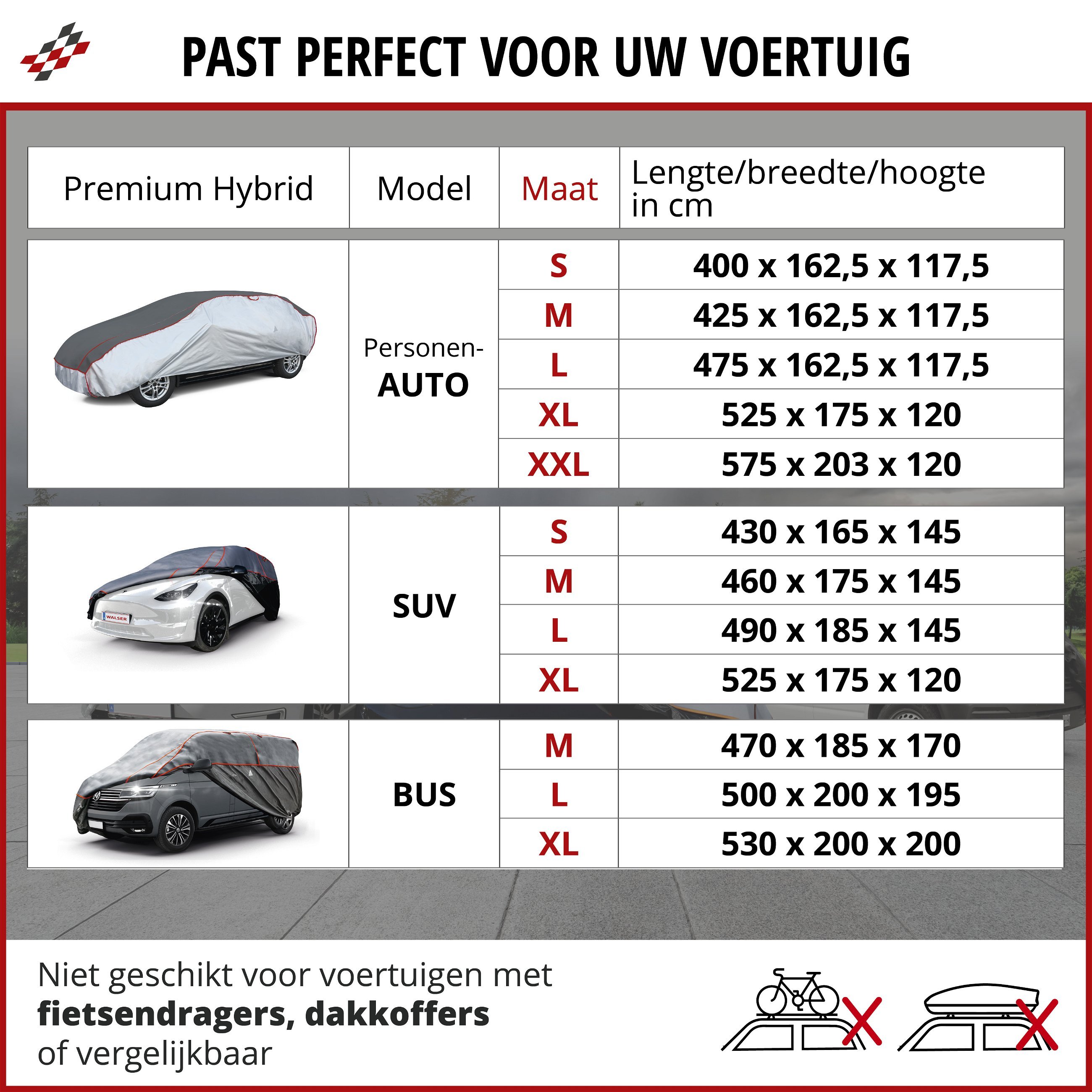 Auto-hagelbeschermhoes Premium Hybrid S