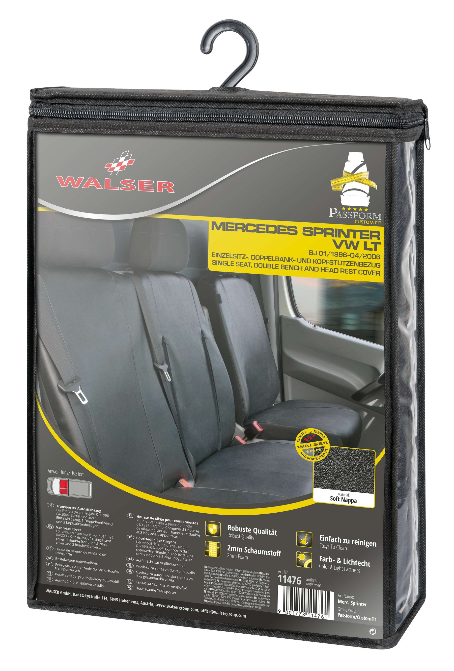 Car Seat cover Transporter made of imitation leather for Mercedes-Benz Sprinter, VW LT, single & double seat