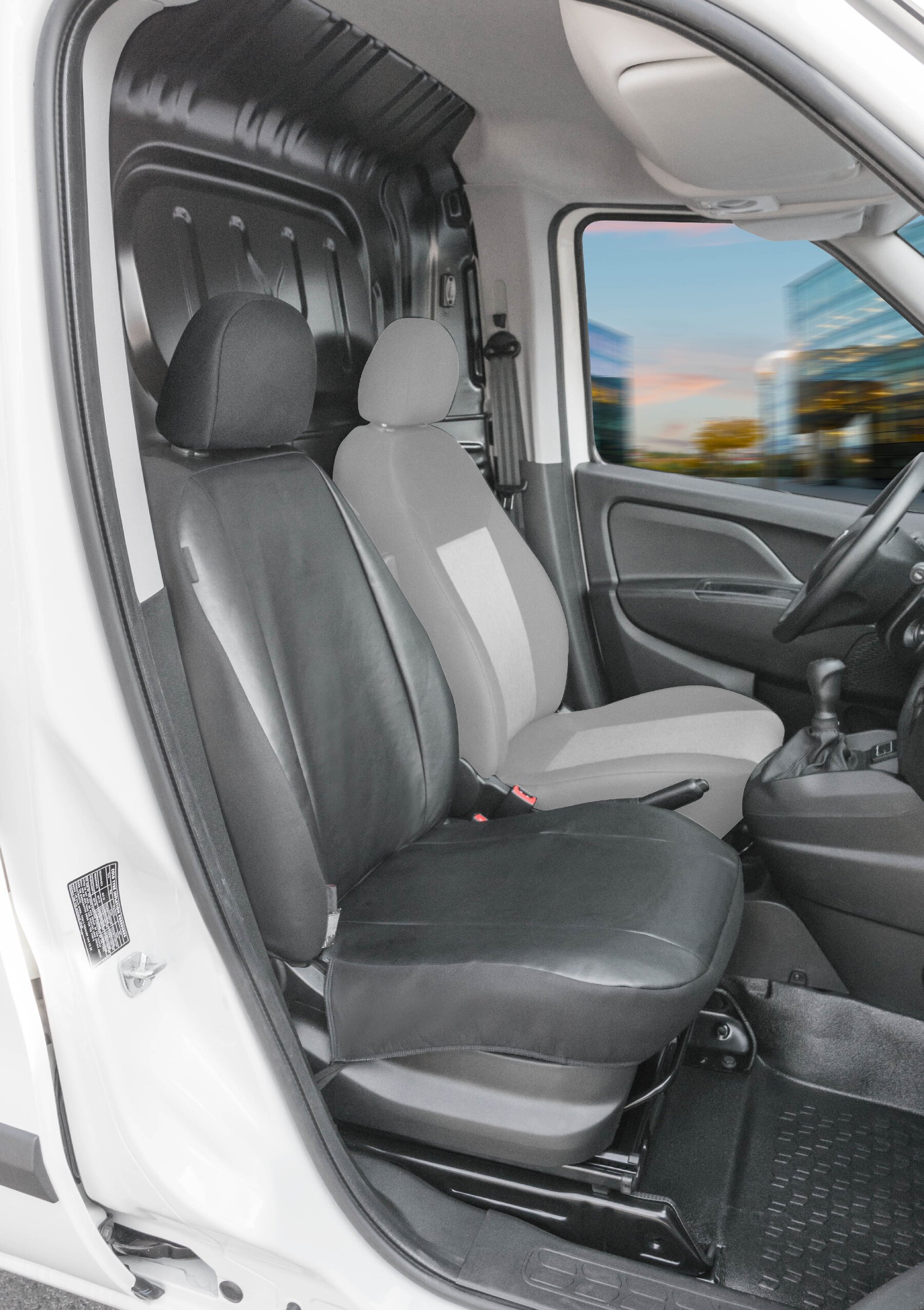 Autostoelhoes Transporter Fit Kunstleer antraciet geschikt voor Fiat Doblo (263), Enkele zetel Passagier