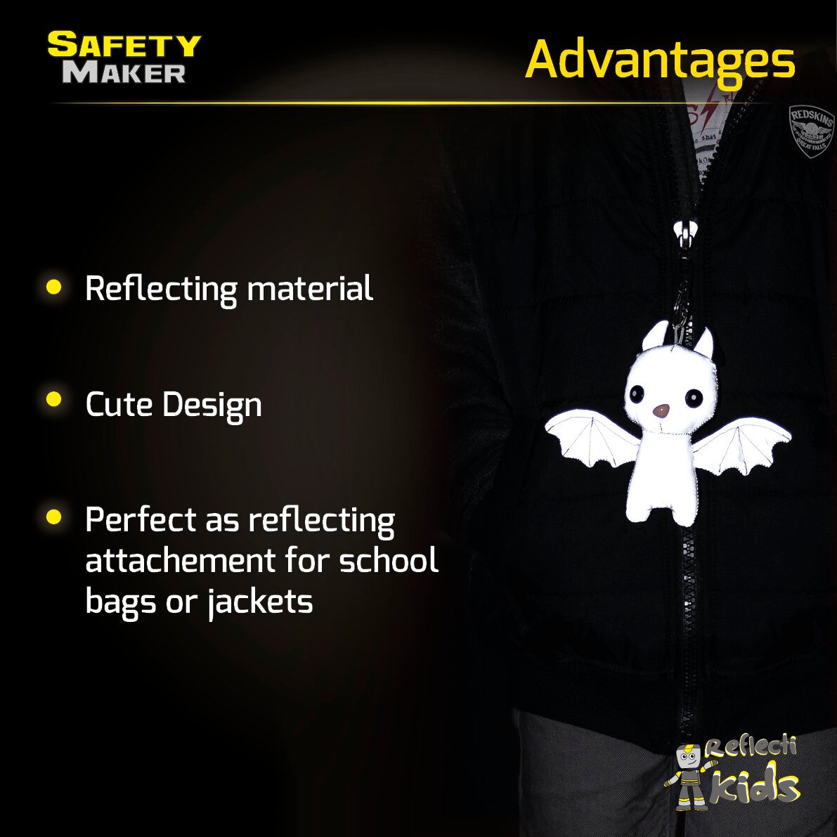 Safety Maker Soft Pendant Batty silver reflective