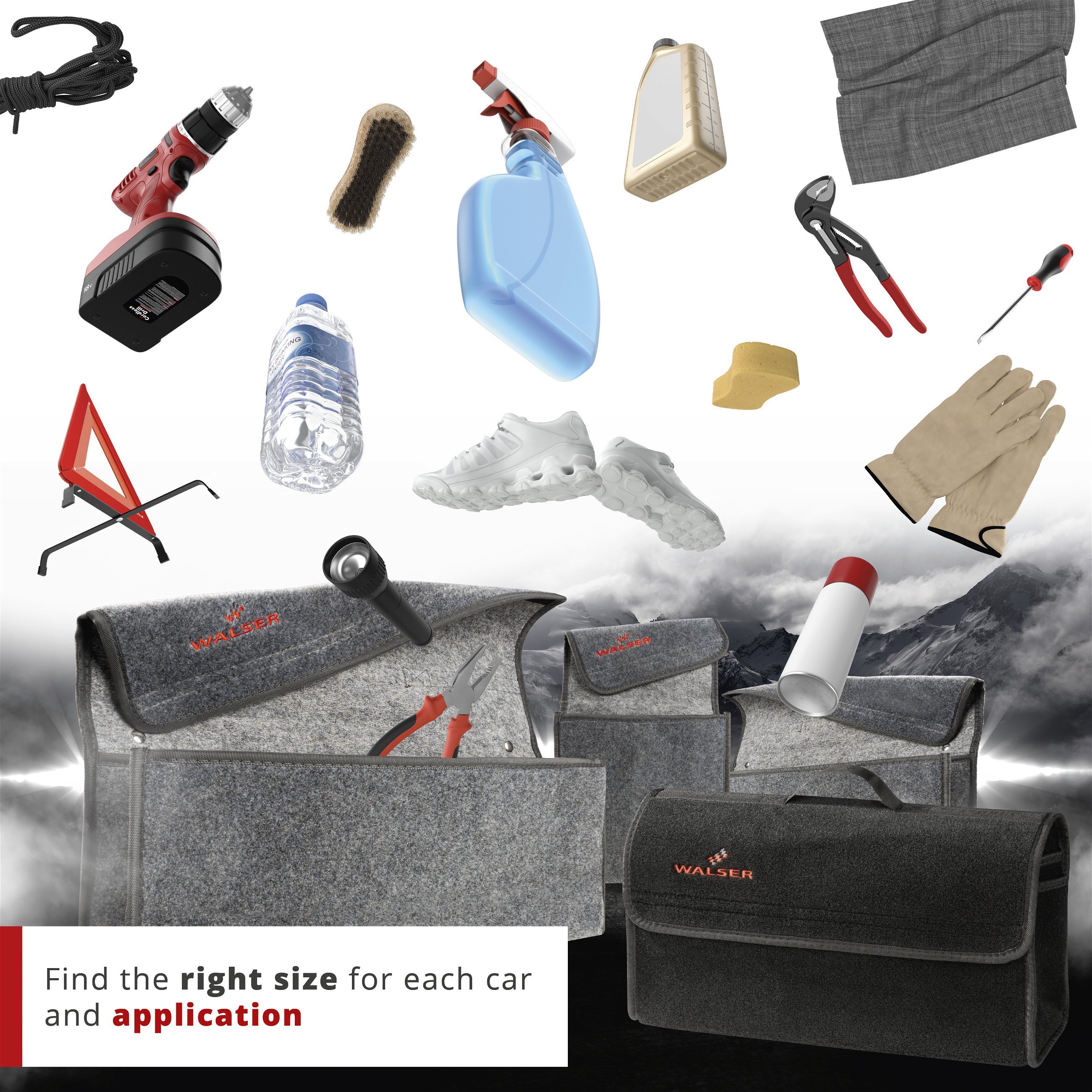 Car boot bag Toolbag size S, car storage bag black 28x14x28cm