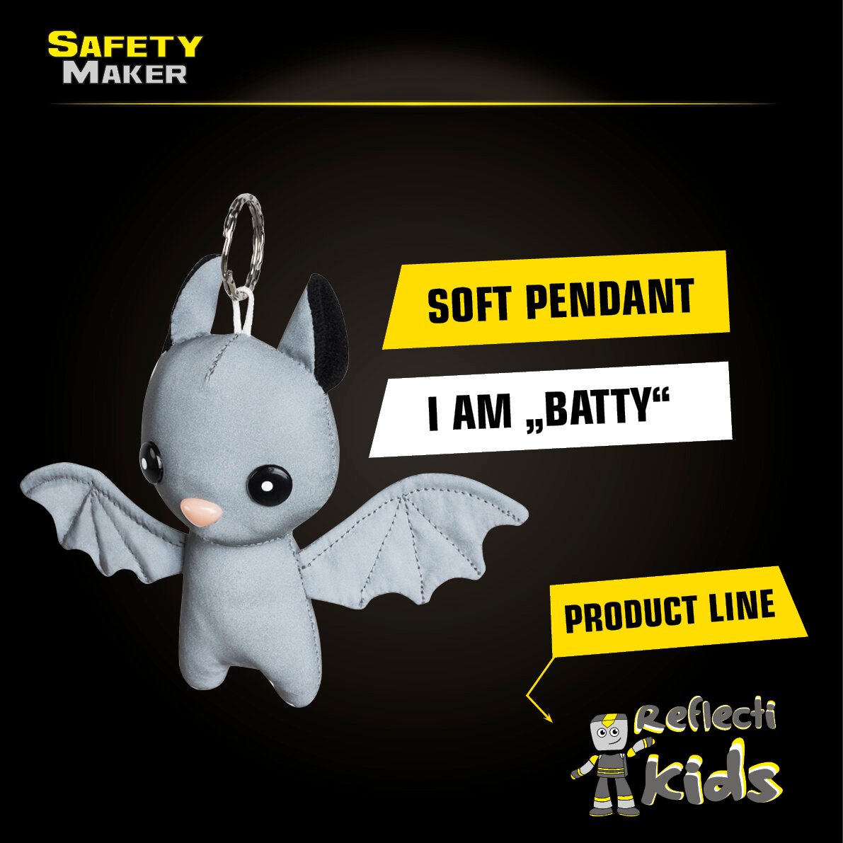 Safety Maker Soft Pendant Batty silver reflective