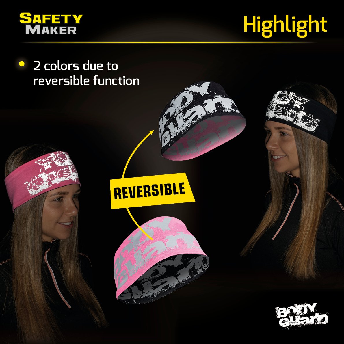 Reversible headband pink-silver