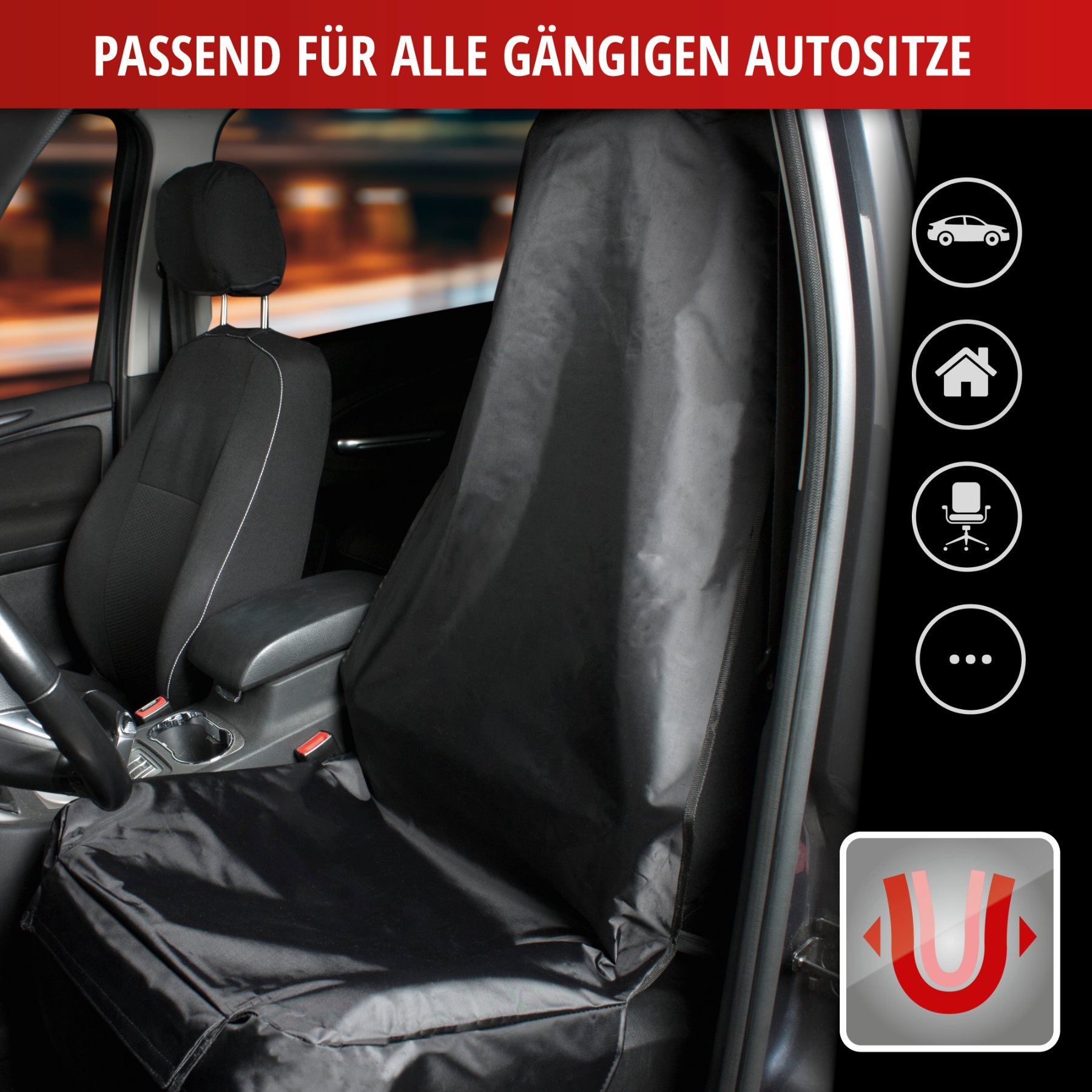Auto-Sitzschoner Dirty Harry, PKW-Schutzunterlage Vordersitz, Werkstatt-Schonbezug aus Polyester