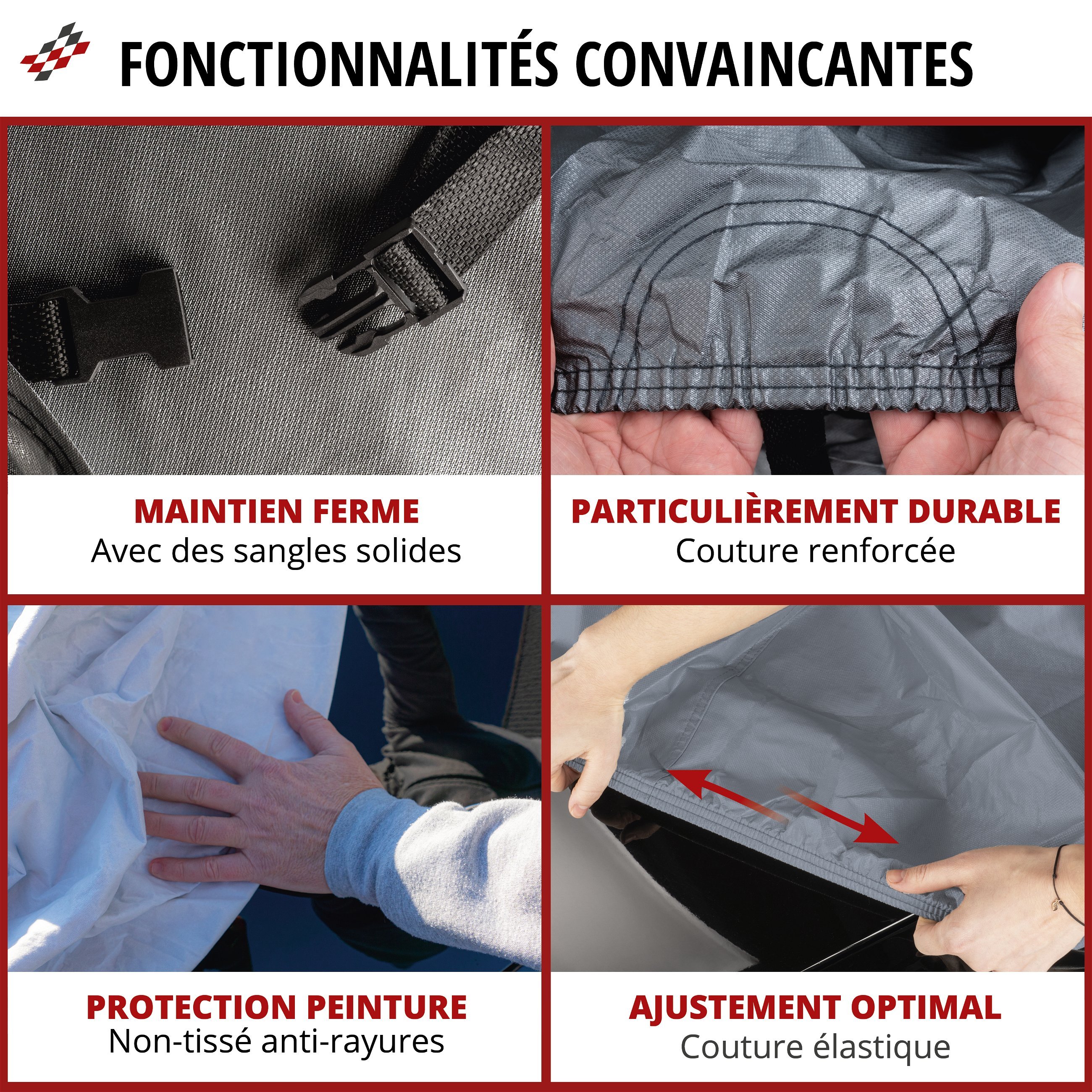  Bâche Voiture Étanche pour Peugeot 407,Housse de Protection  Voiture Exterieur,Coupe-Vent,aux Rayures avec Zip