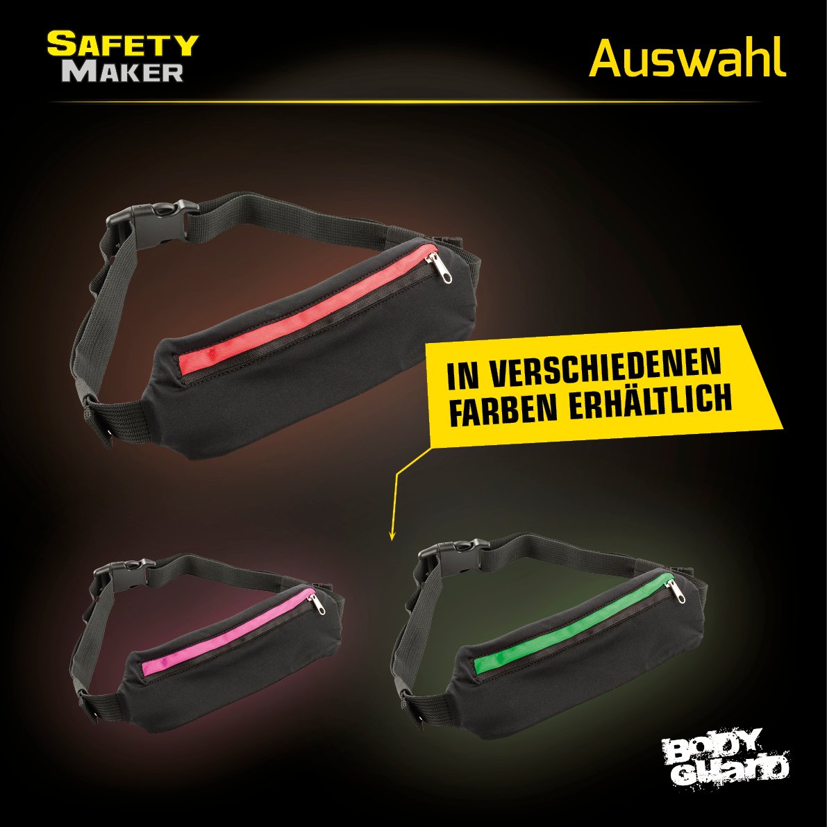 LED Gürteltasche schwarz rot
