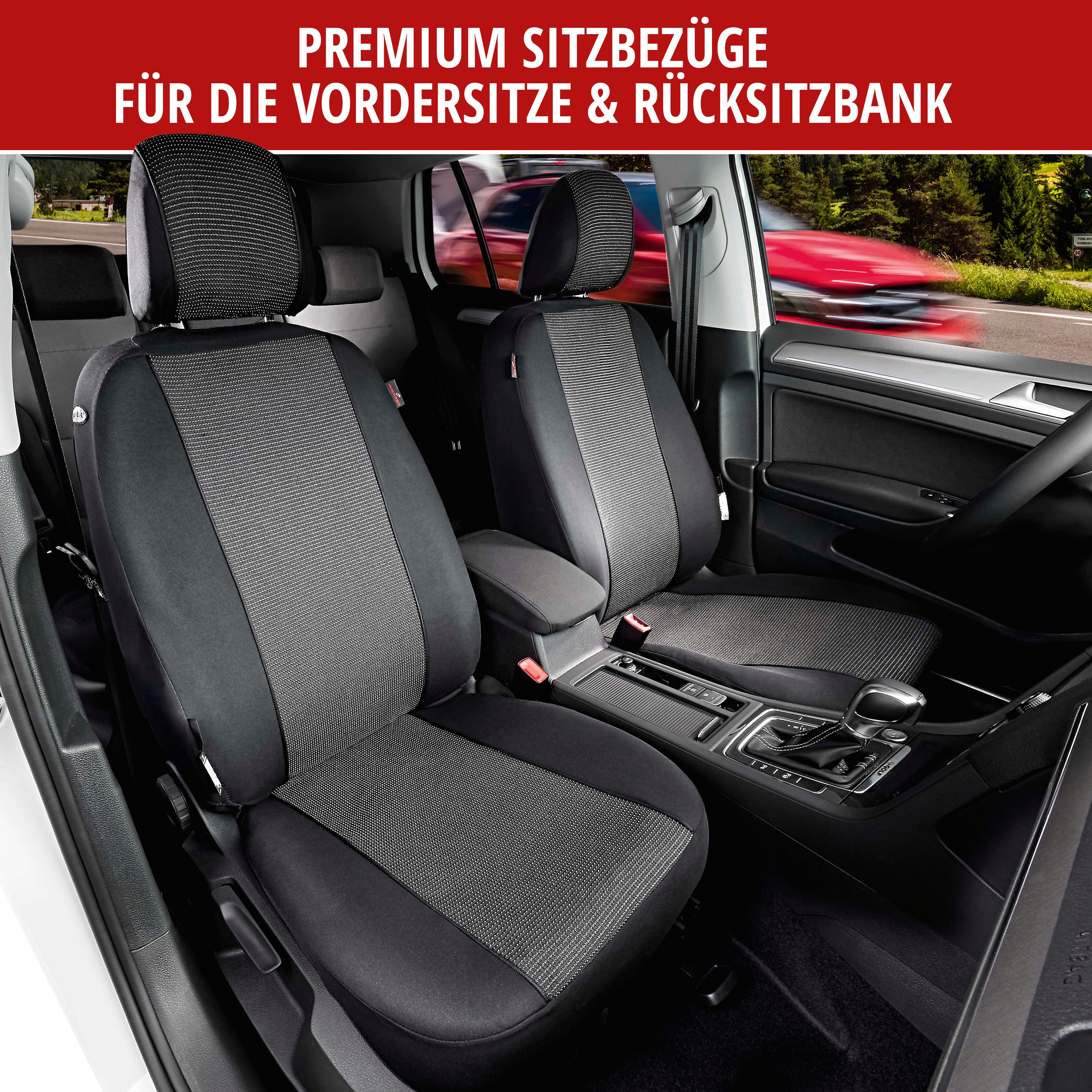 Autositzbezug Pineto, PKW-Schonbezüge Komplettset schwarz/grau