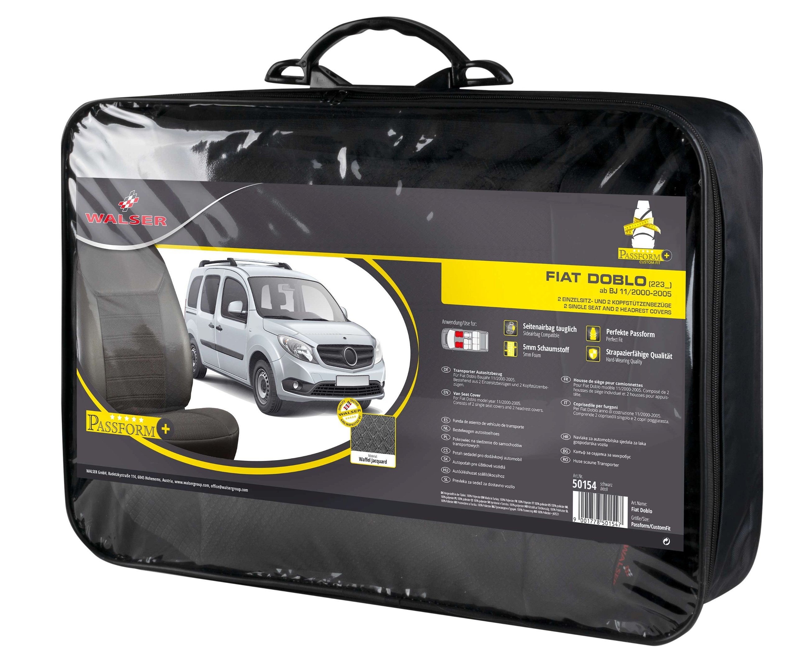 Premium Seat Cover for Fiat Doblo 11/2000-Today, 2 single seat covers front