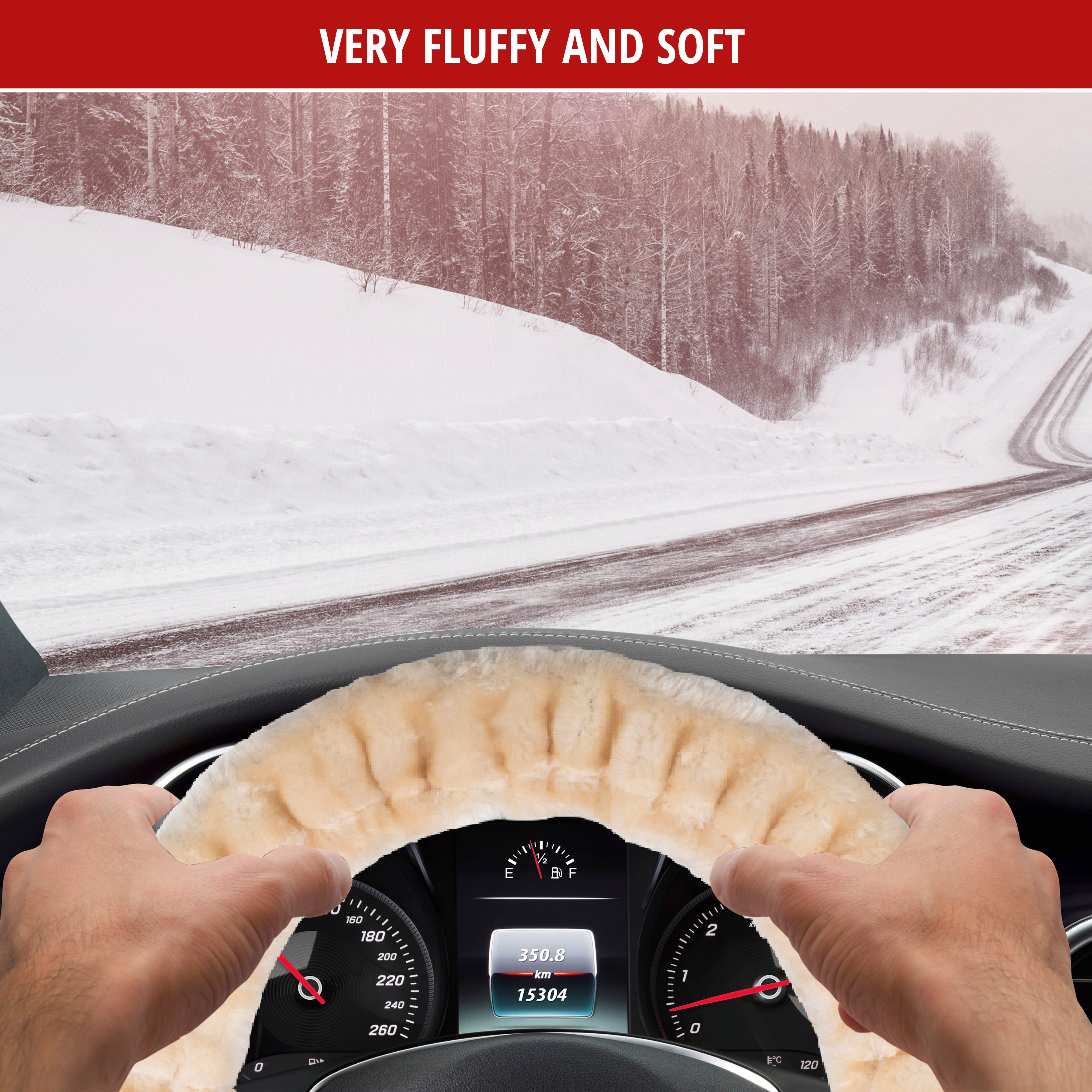 Steering wheel cover Teddy Plush faux fur vegan beige