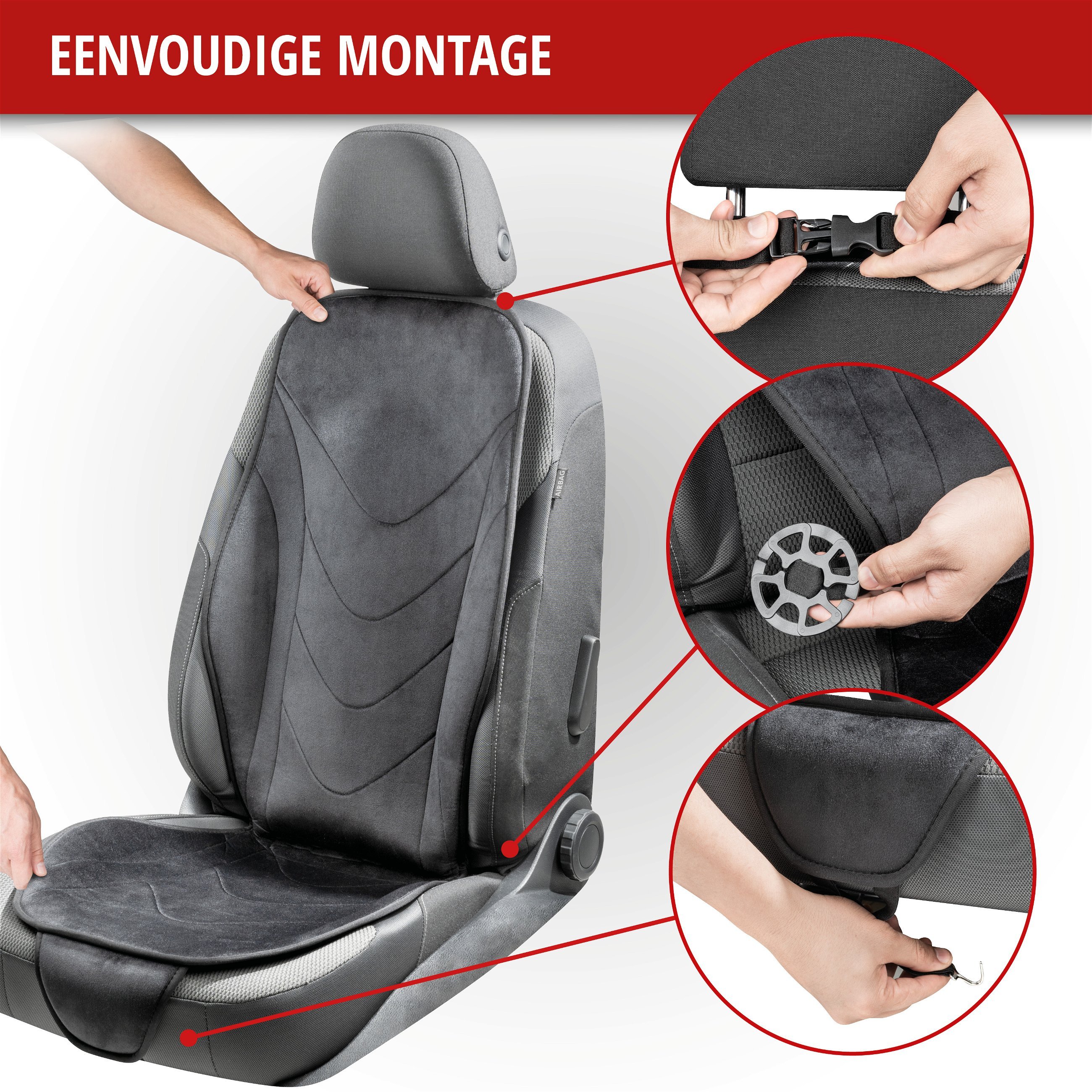 Autostoelhoes Air Flow, ergonomische stoelbeschermer, lendenwervelbescherming, universele stoelhoes voor auto's, kleur: zwart