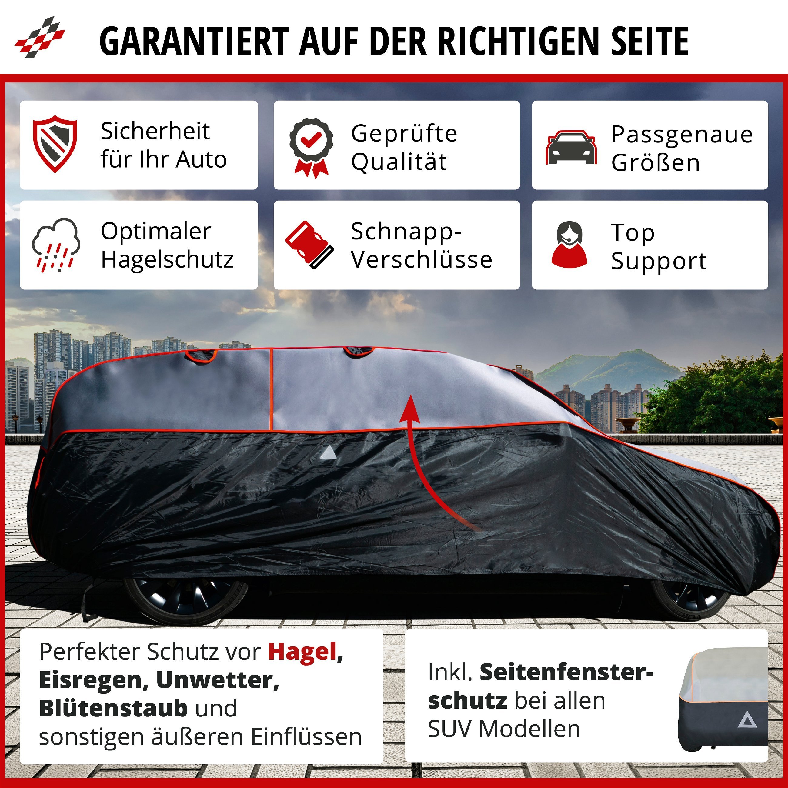 PKW Hagelschutzplane Premium Hybrid, Hagelschutzgarage Größe M