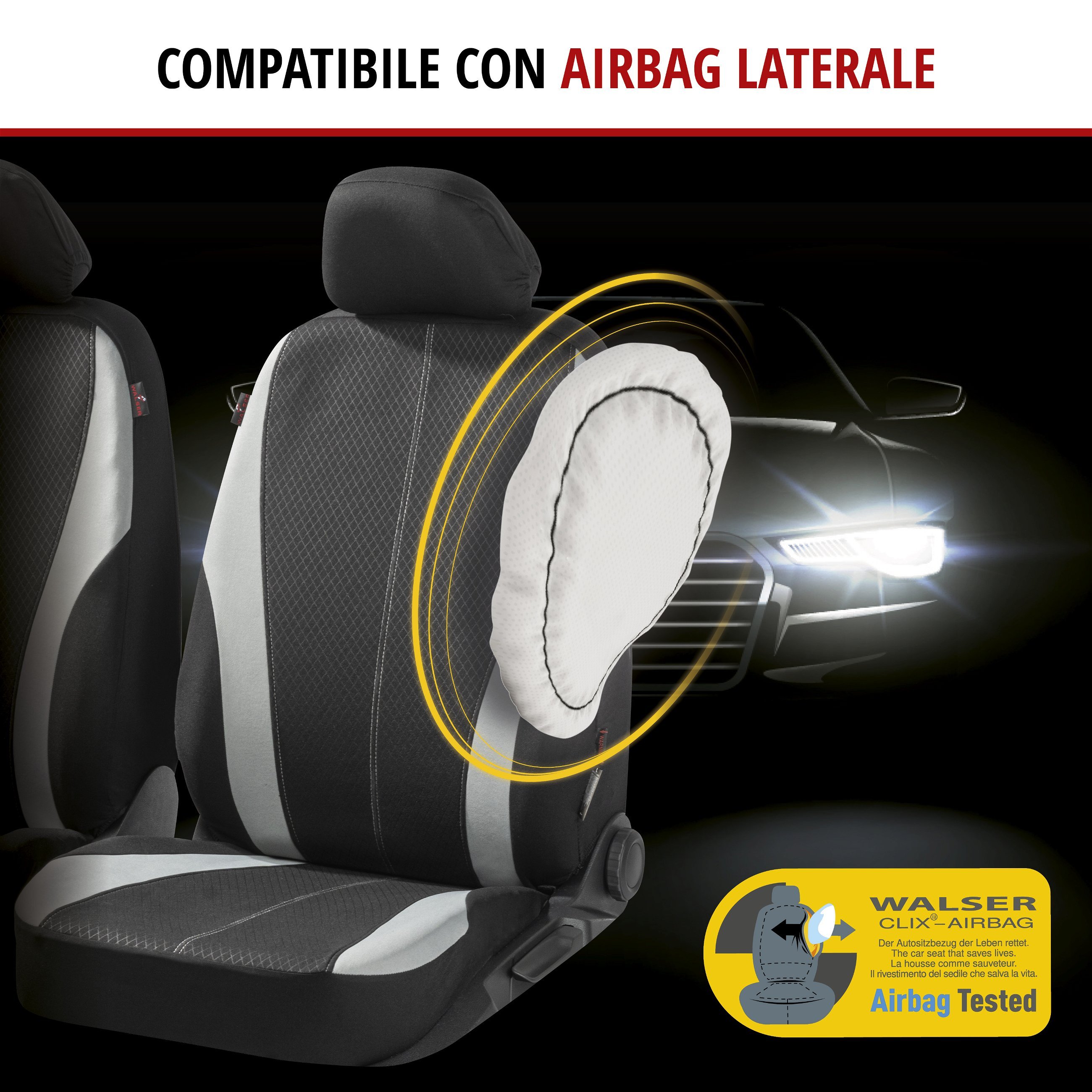ZIPP IT Coprisedili Dundee set completo con sistema di chiusura lampo nero/grigio