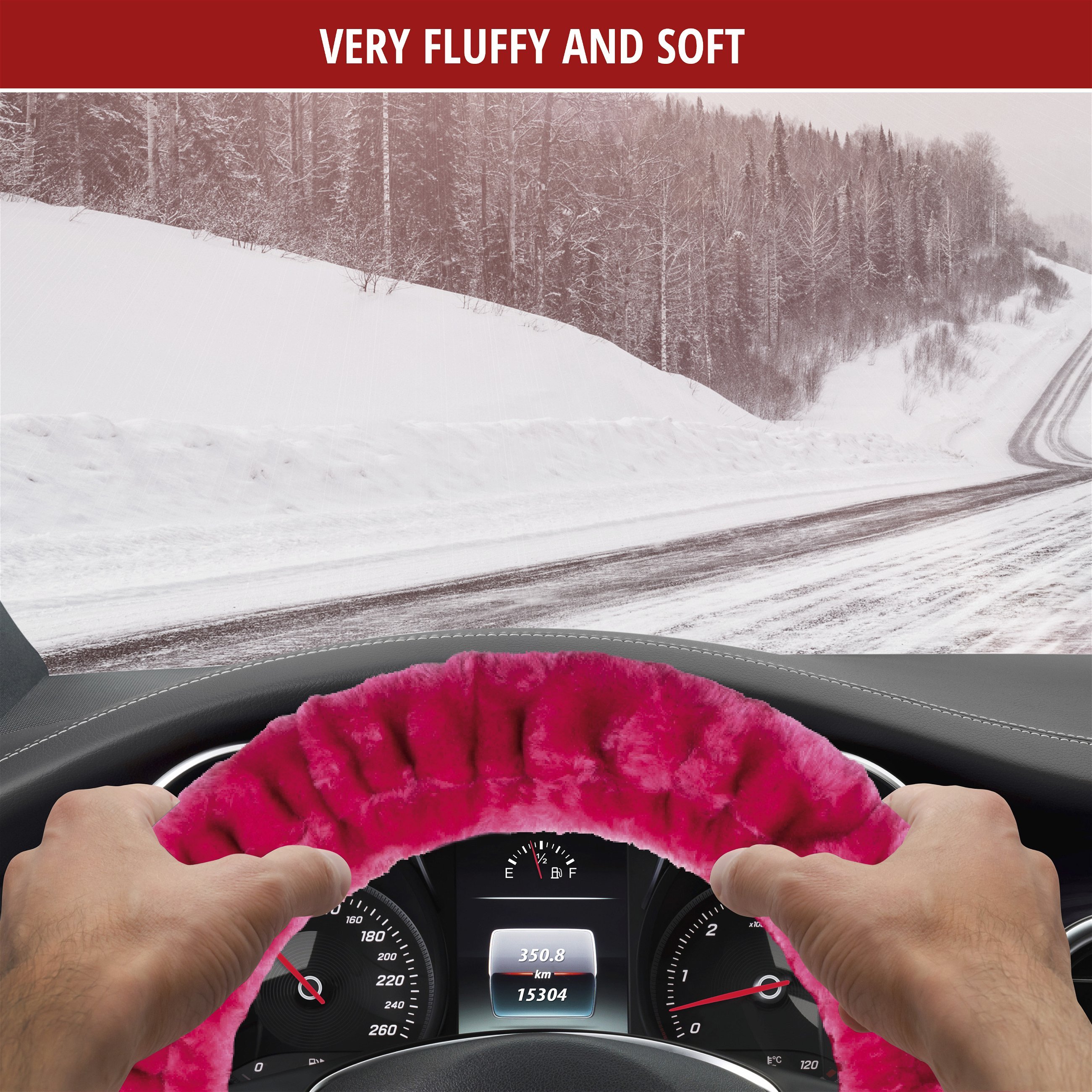 Steering wheel cover Teddy Plush faux fur vegan pink