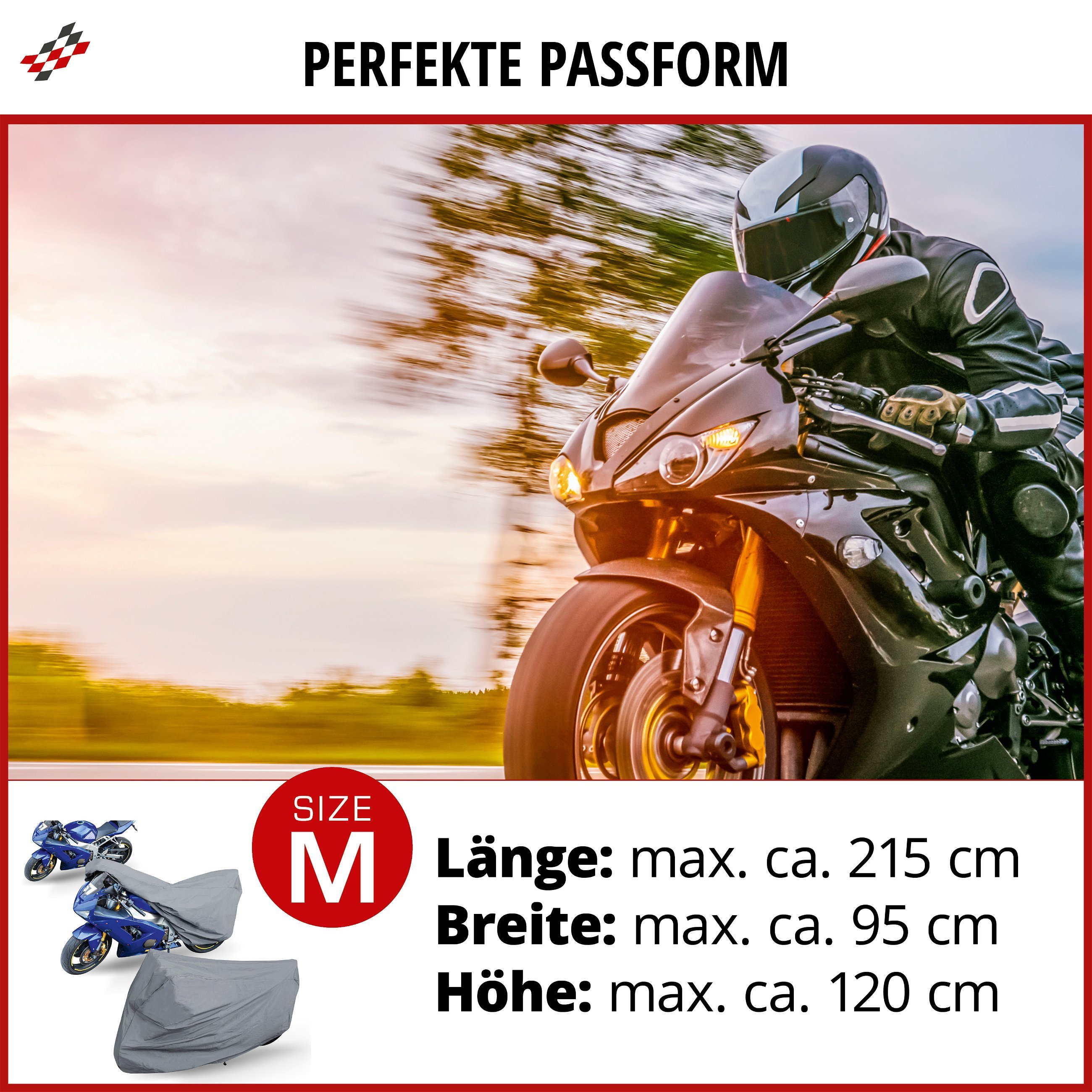 Motorrad Abdeckplane M, Motorrad Abdeckplane aus robustem PVC, Motorrad-Garage wasserdicht - 215x95x120 cm schwarz