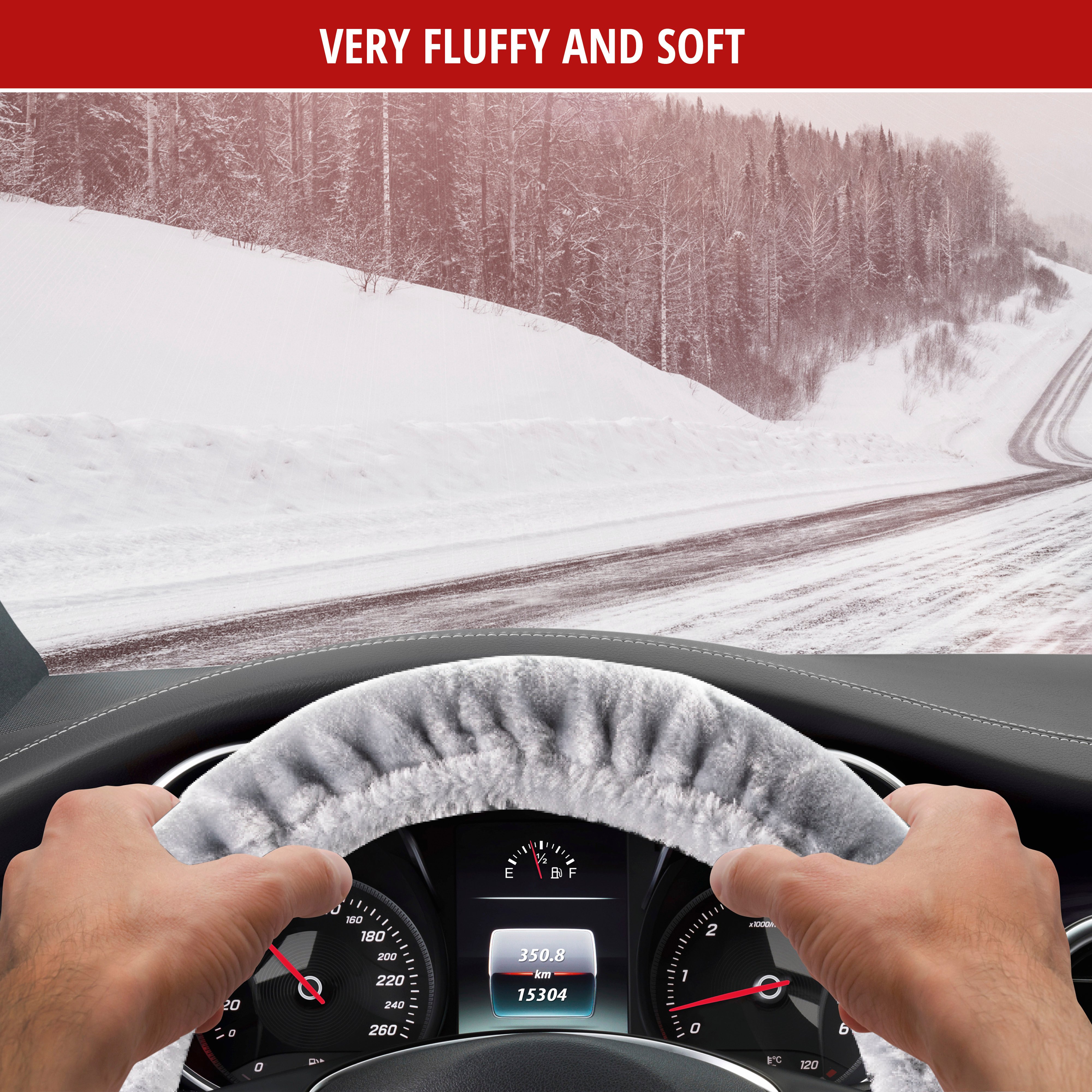 Steering wheel cover Teddy Plush faux fur vegan silver