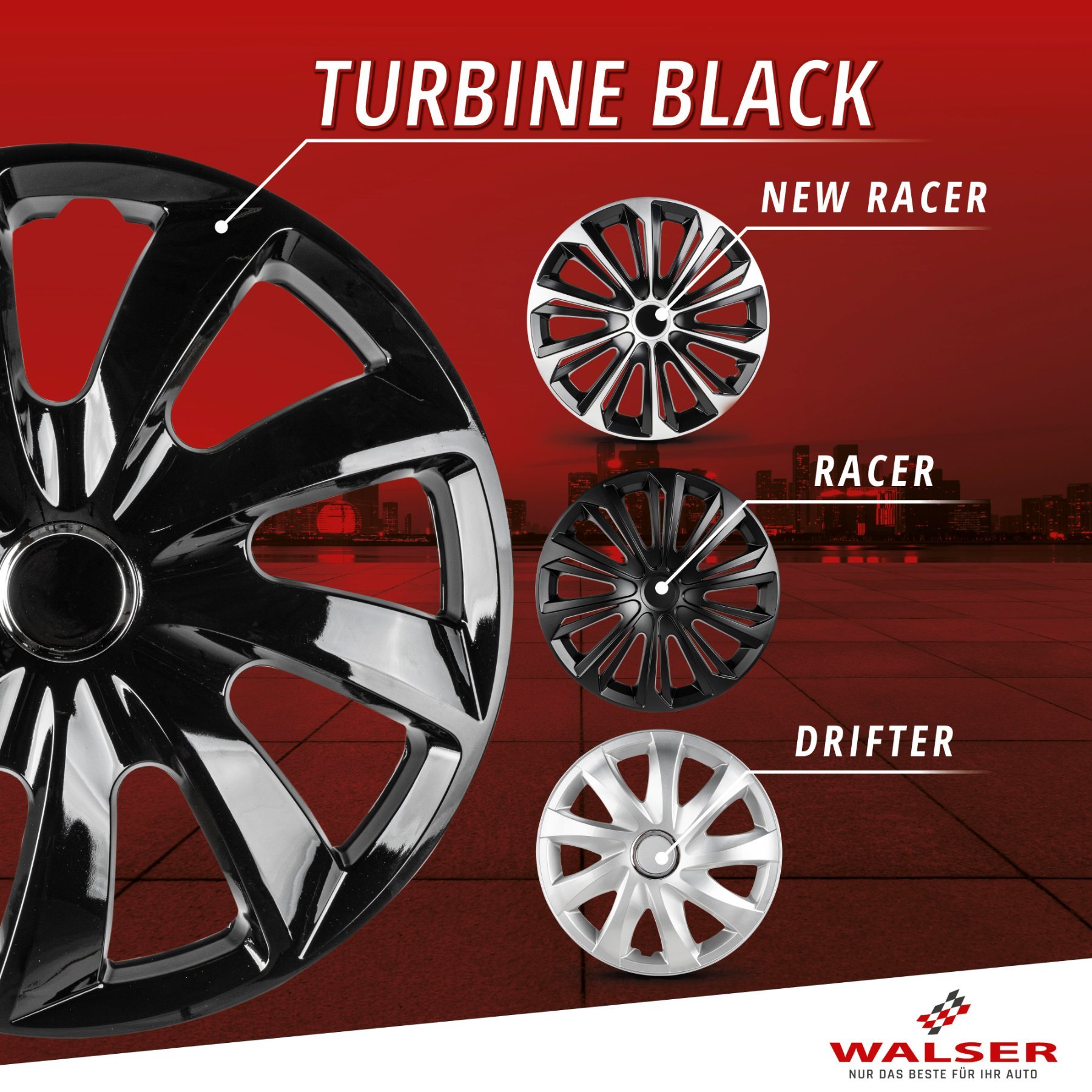Radzierblenden Turbine 15 Zoll, 4er Satz Radkappen, Radblenden schwarz