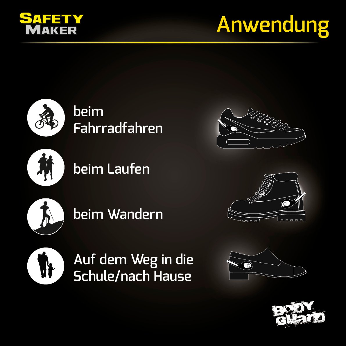 LED Schuh Clip, LED-Blinklicht weiss