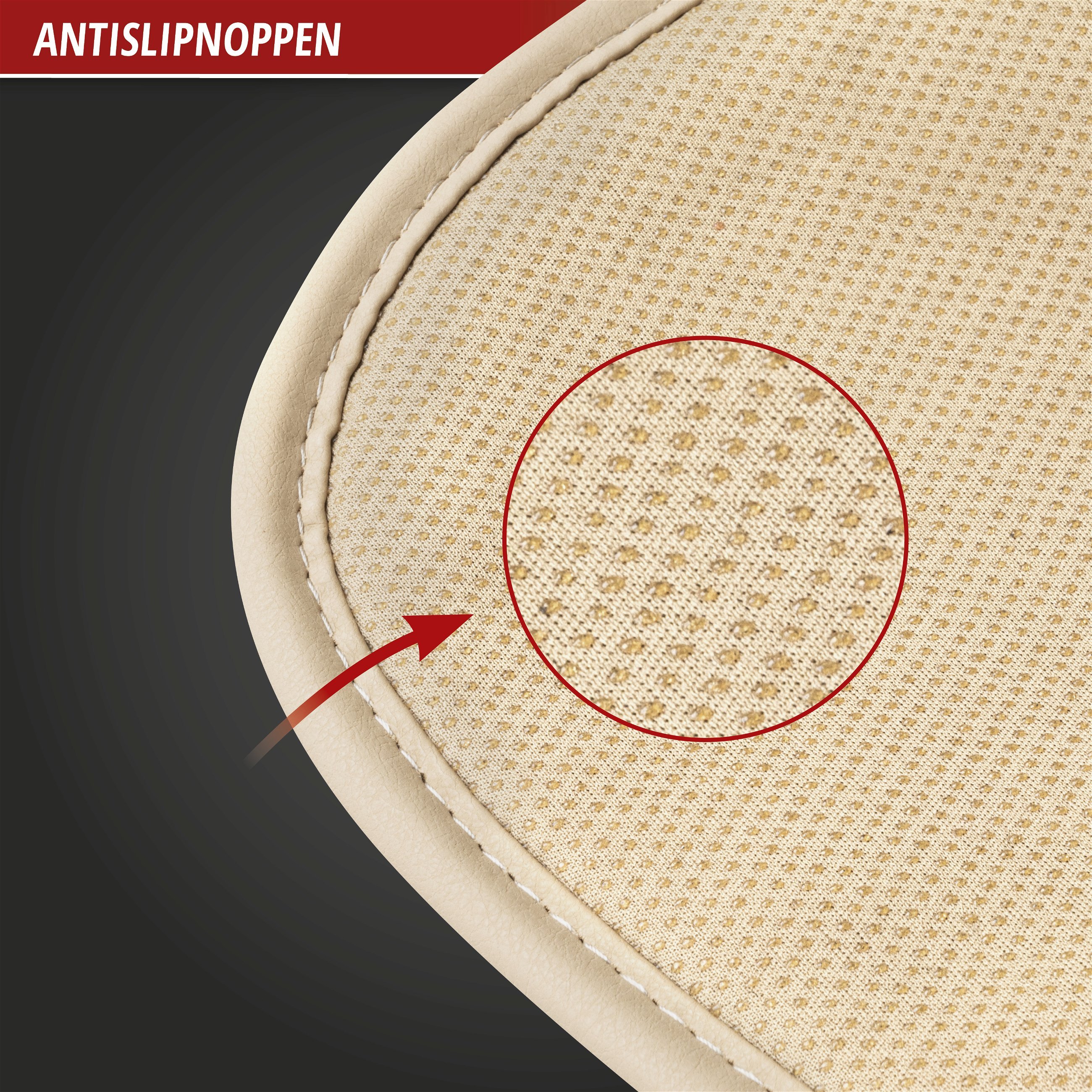 Autostoelhoes Lewis, universele stoelhoes en beschermmat in beige, stoelbeschermer voor auto's en vrachtwagens