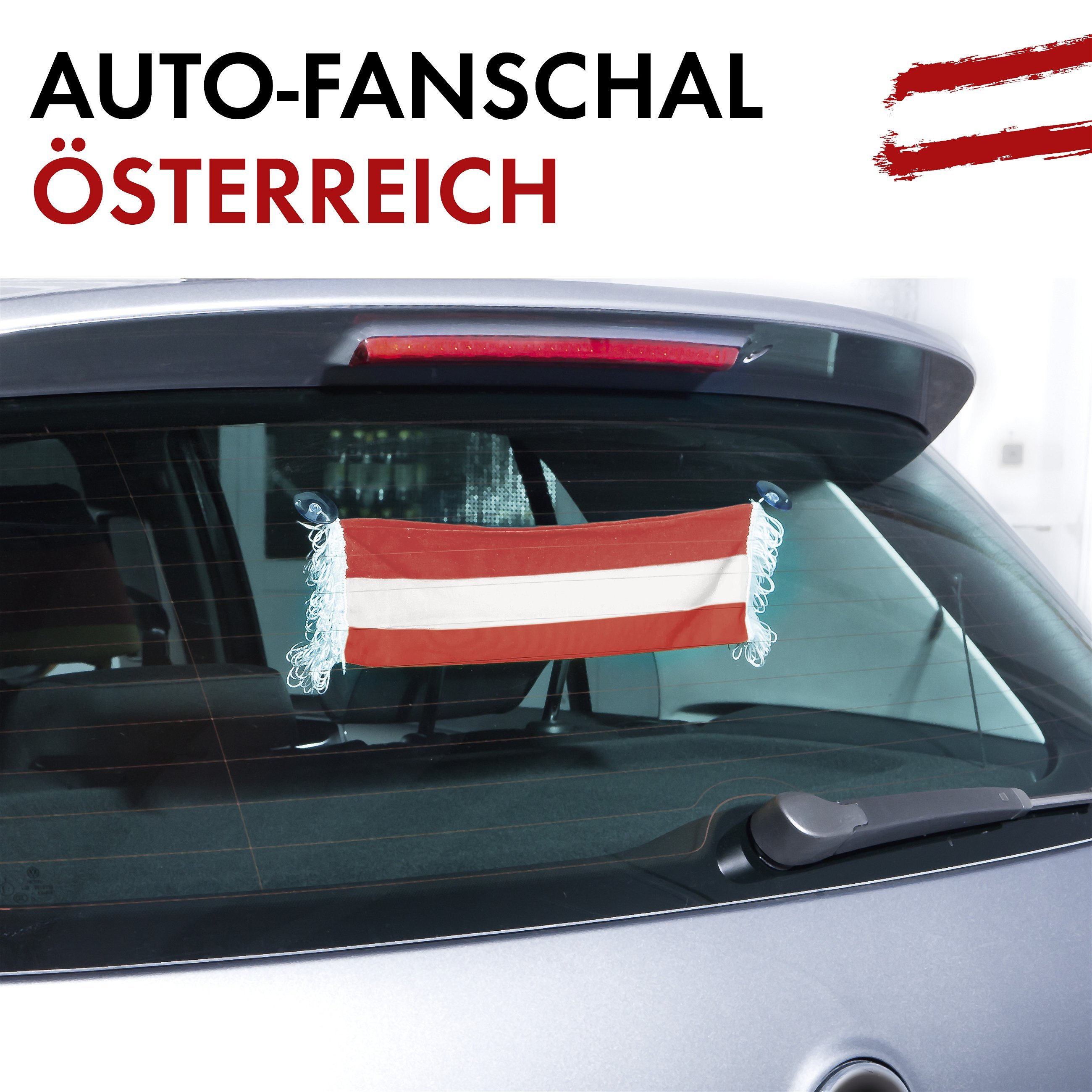Auto-Fanschal Österreich mit Saugnäpfen 9 x 45 cm