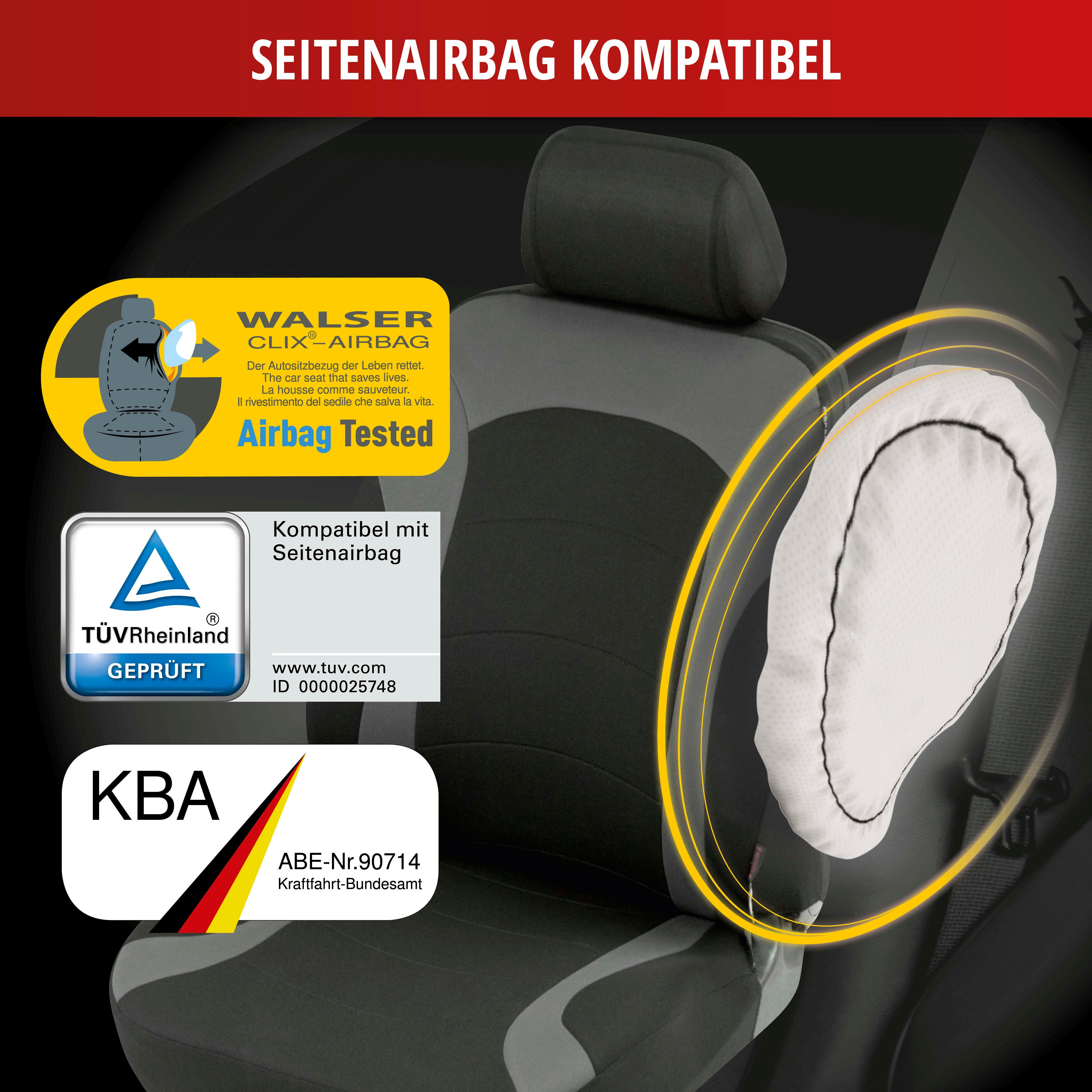 Autositzbezug ZIPP-IT Premium Inde, PKW-Schonbezüge für 2 Vordersitze mit Reißverschluss-System schwarz/grau