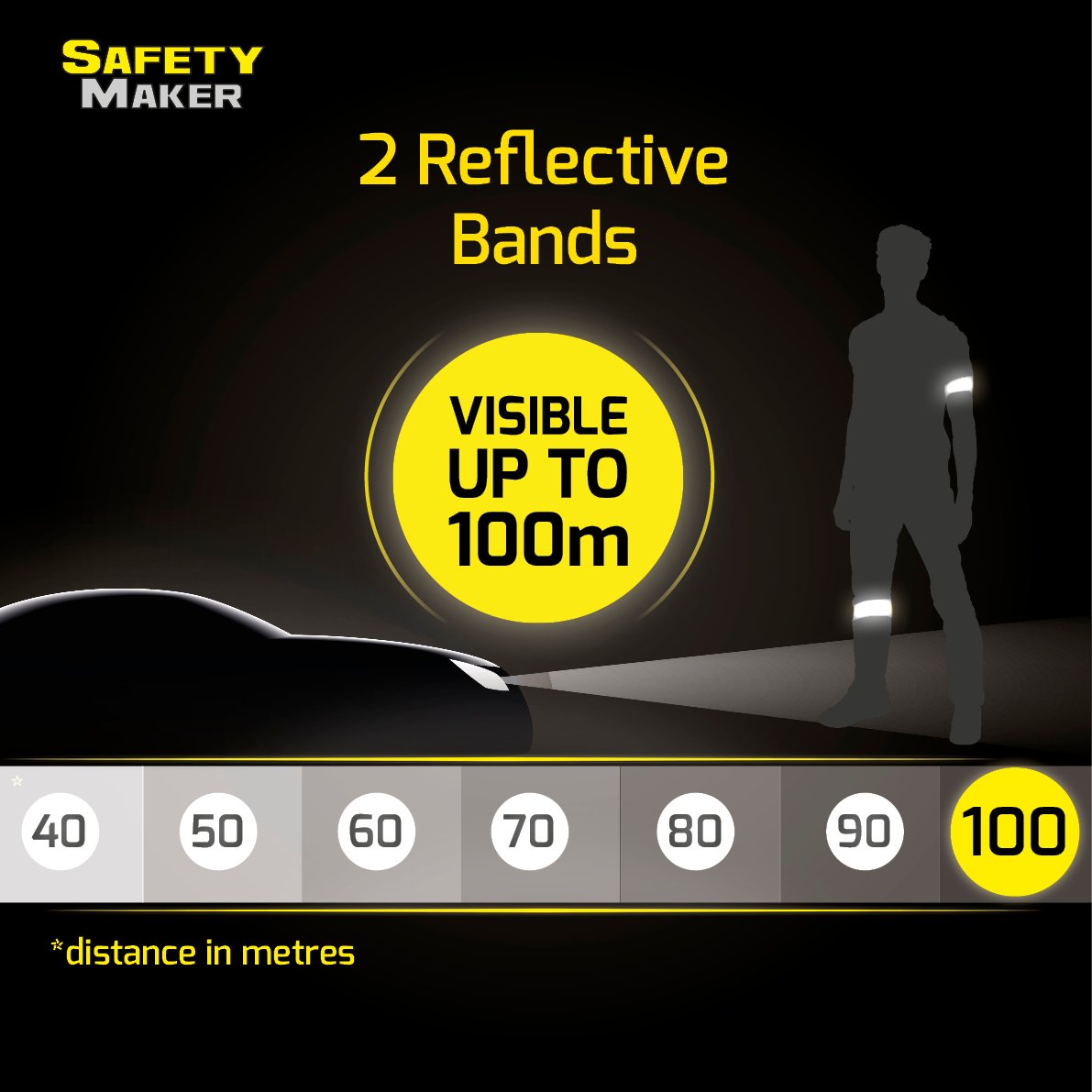 reflector band in silver / black - 1 pair