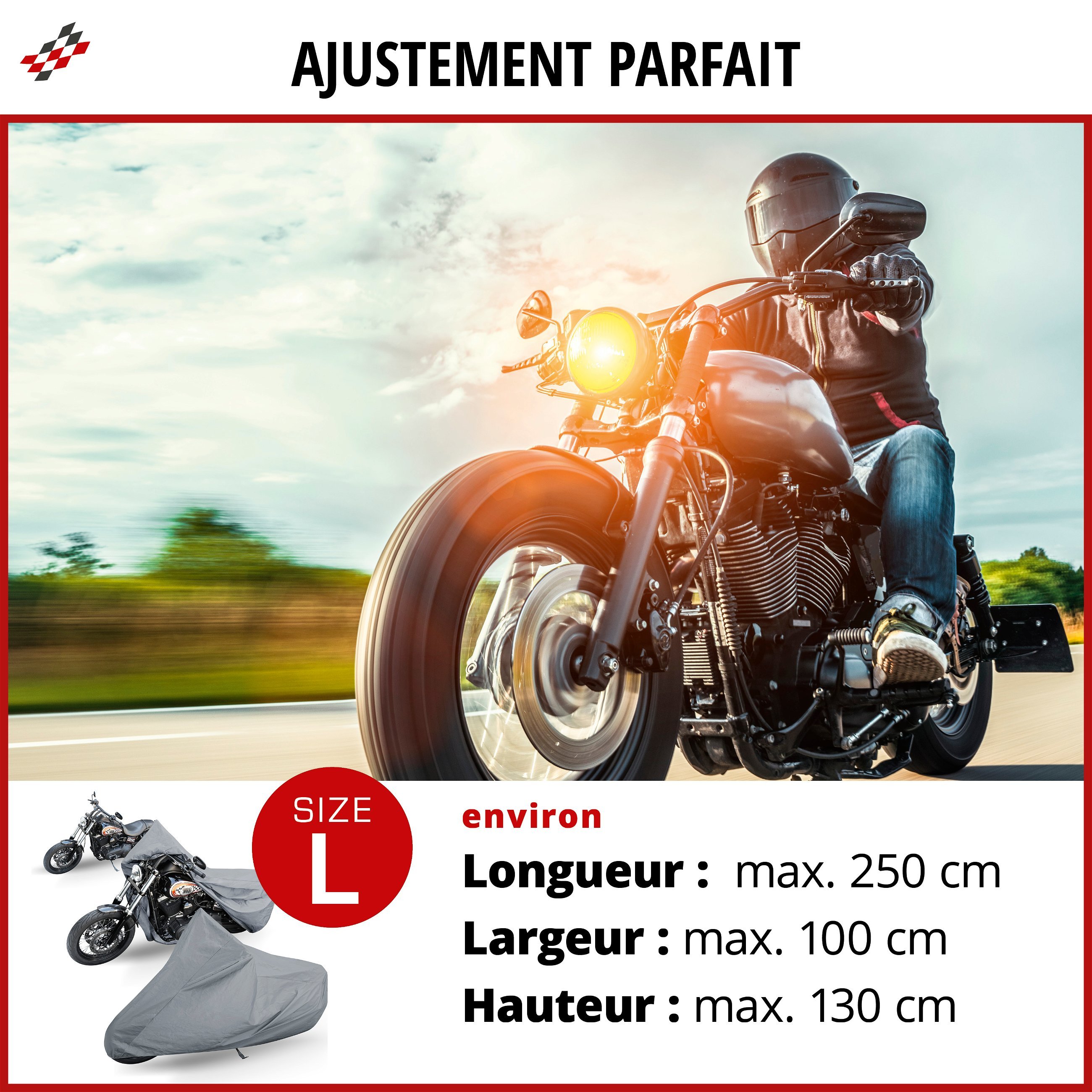 Garage à motos Chopper taille L PVC - 250 x 100 x 130 cm noir