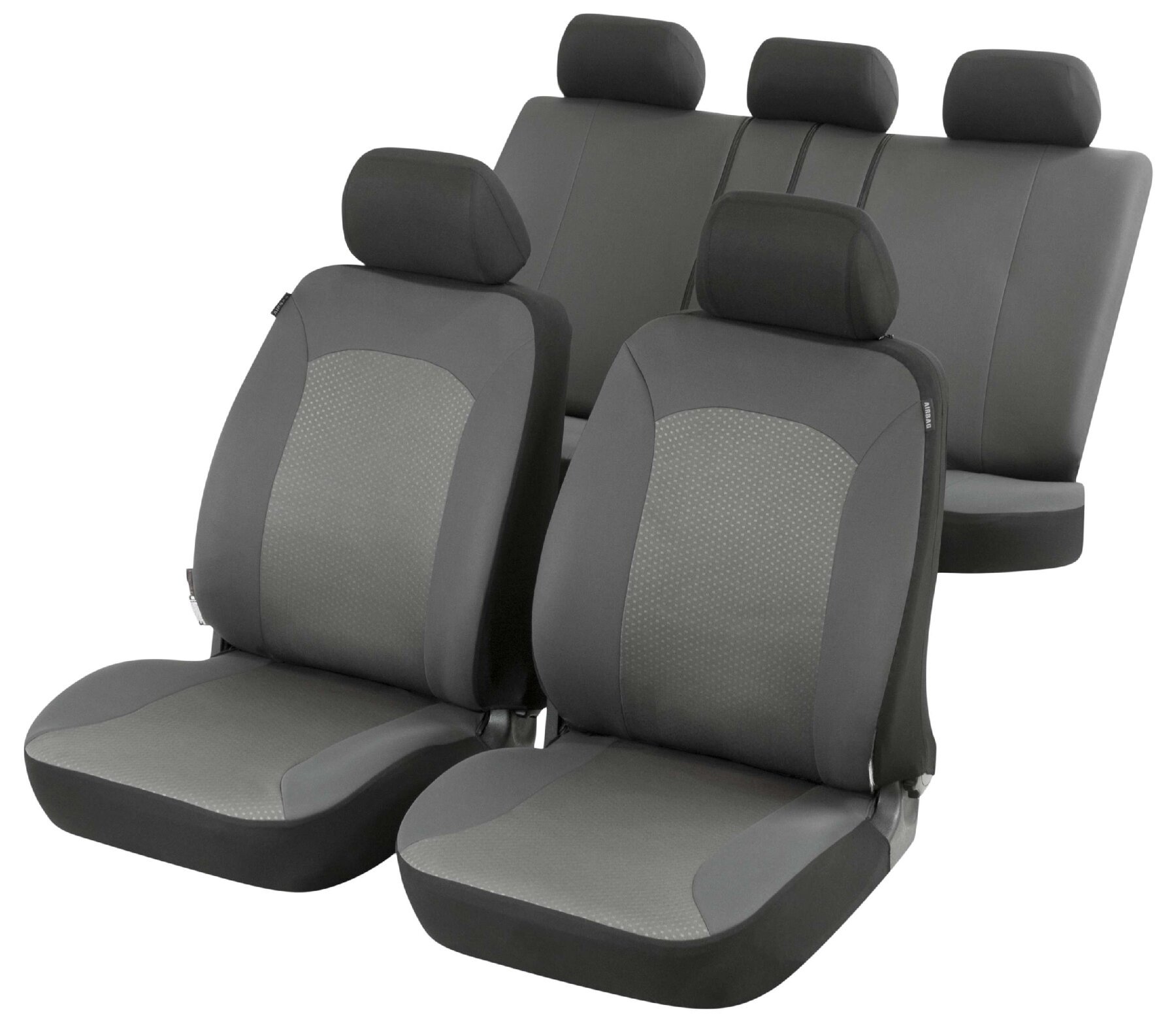 Auto stoelbeschermer Manhay met Zipper ZIPP-IT Autostoelhoes, set, 2 stoelbeschermer voor voorstoel, 1 stoelbeschermer voor achterbank grijs