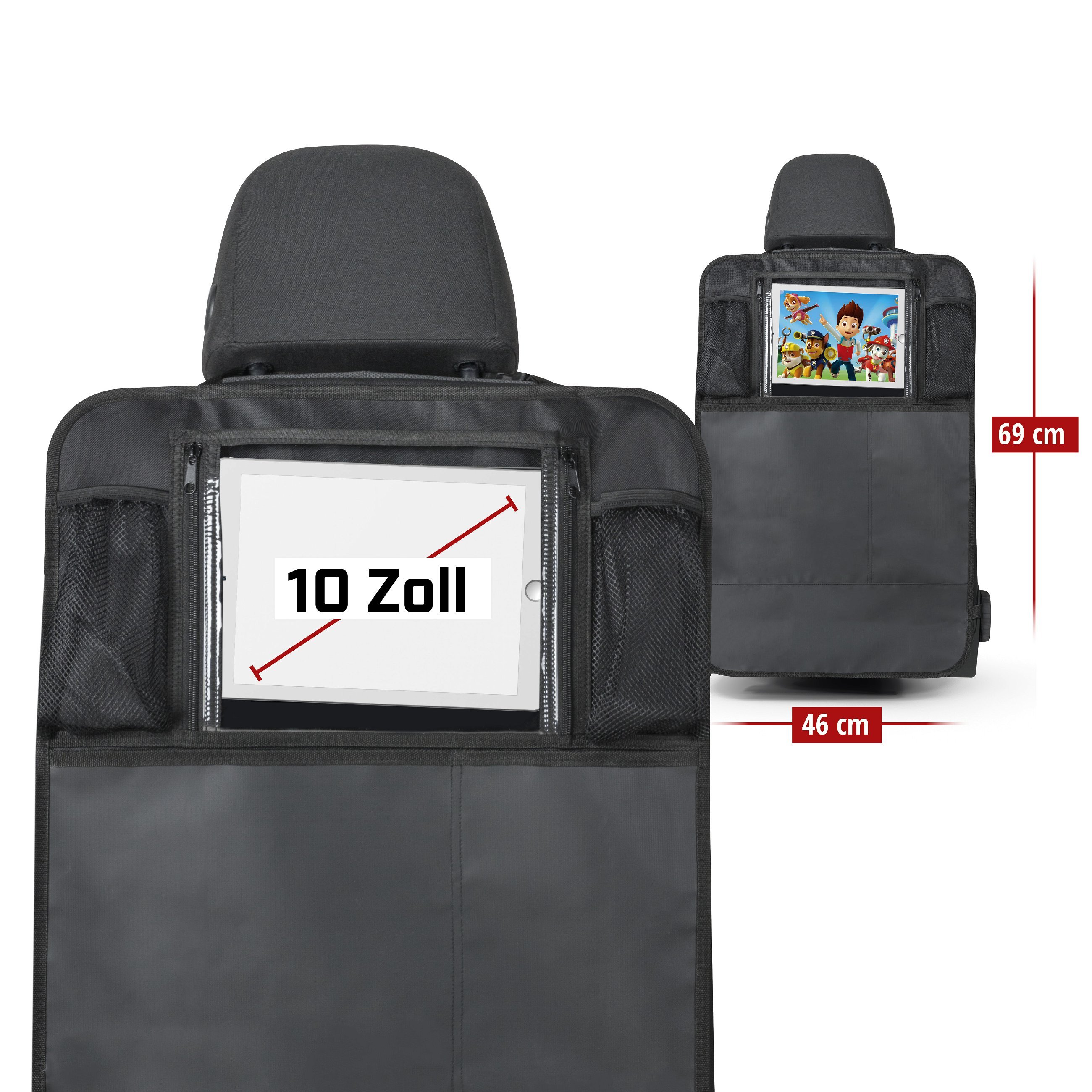 Seggiolino auto porta tablet con organizer Kenny nero