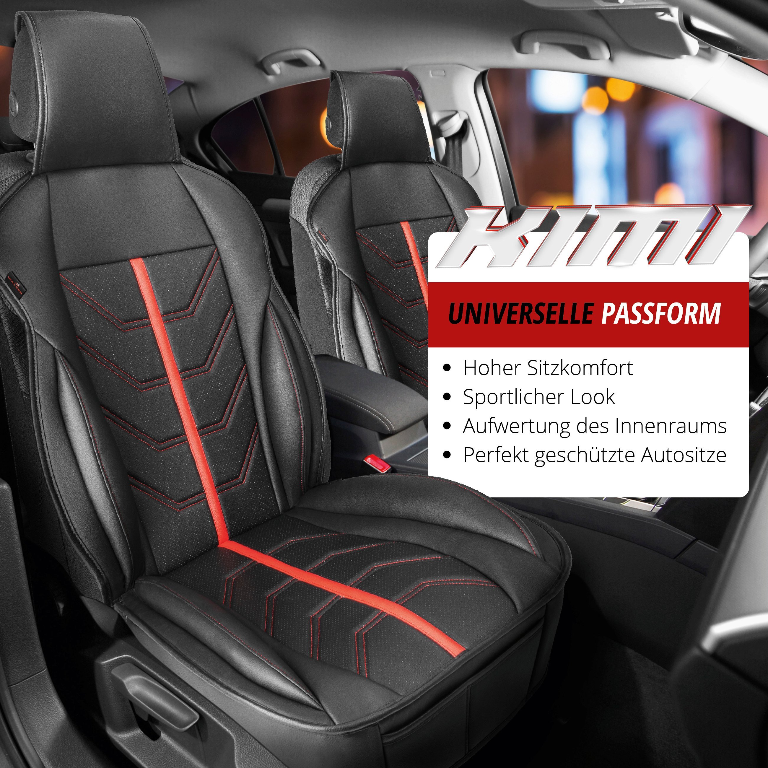 PKW Sitzauflage Kimi, Auto-Sitzaufleger im Rennsportdesign schwarz/blau