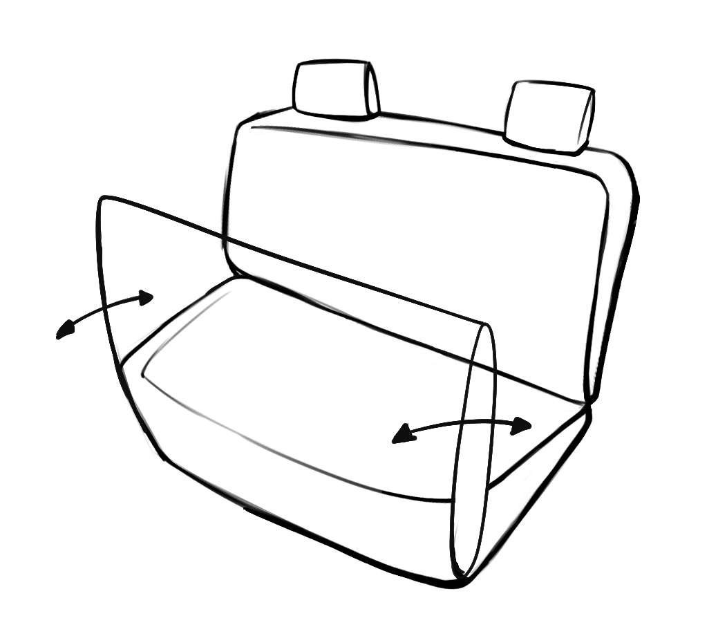 Passform Sitzbezug aus Kunstleder kompatibel mit VW T5, Doppelbank vorne klappbar